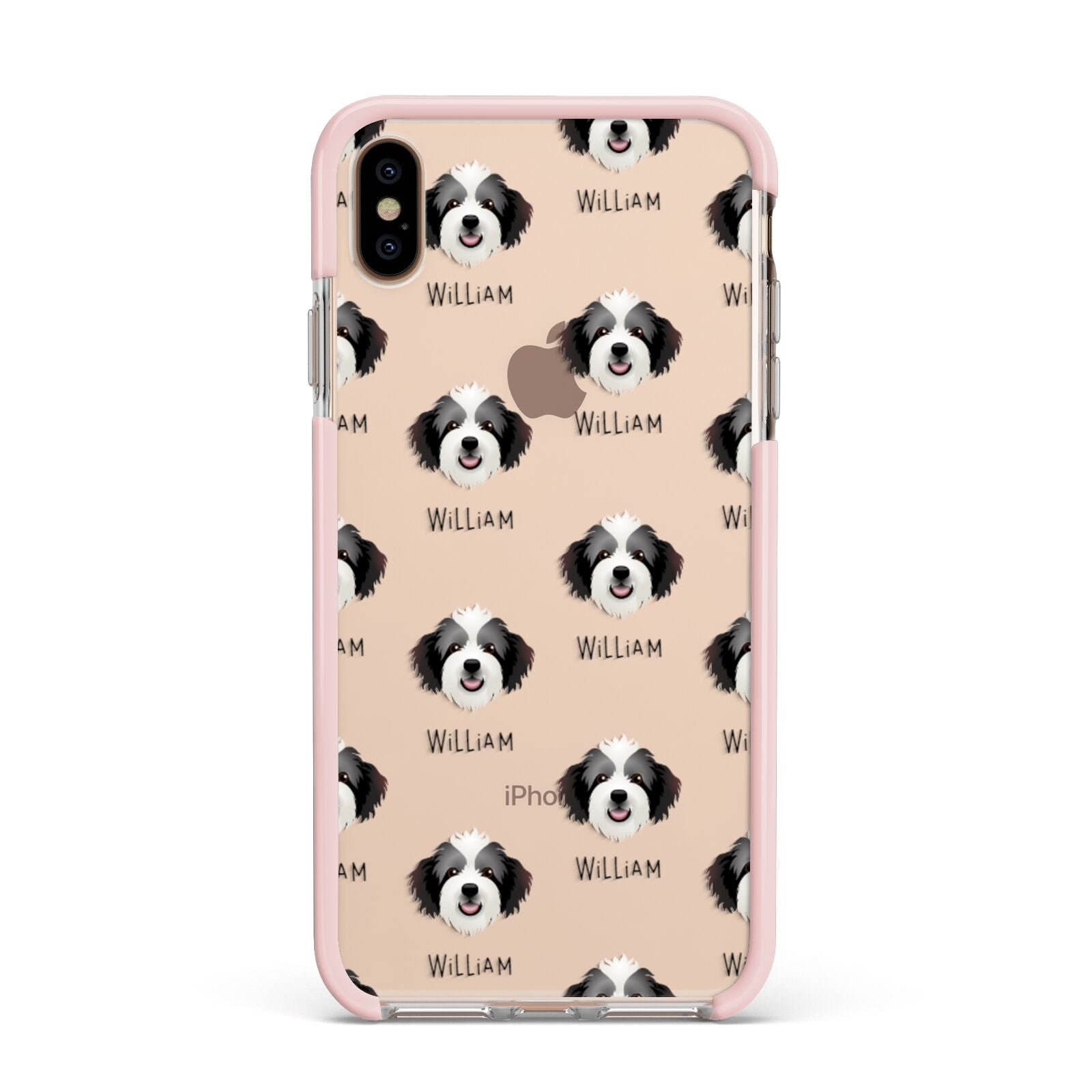 Bordoodle Icon with Name Apple iPhone Xs Max Impact Case Pink Edge on Gold Phone