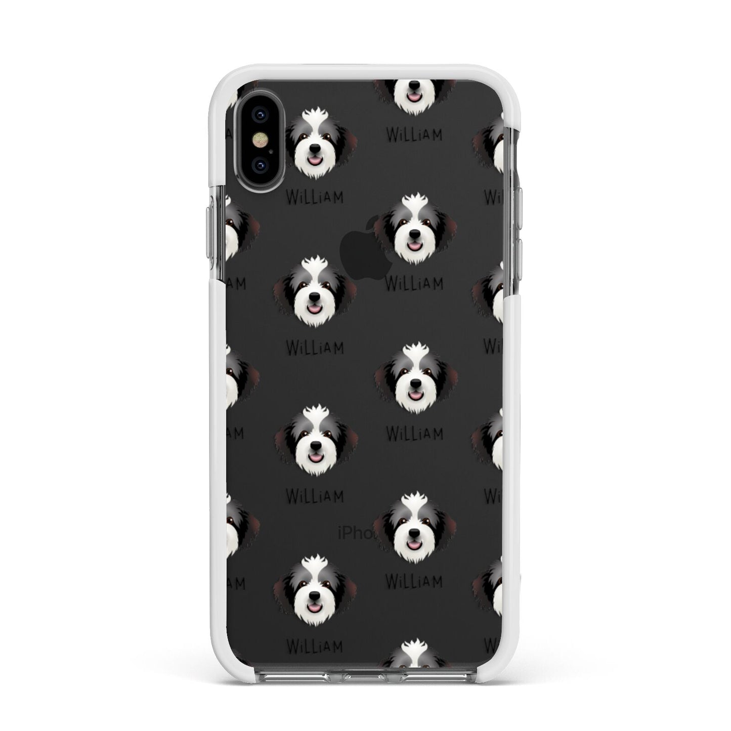 Bordoodle Icon with Name Apple iPhone Xs Max Impact Case White Edge on Black Phone