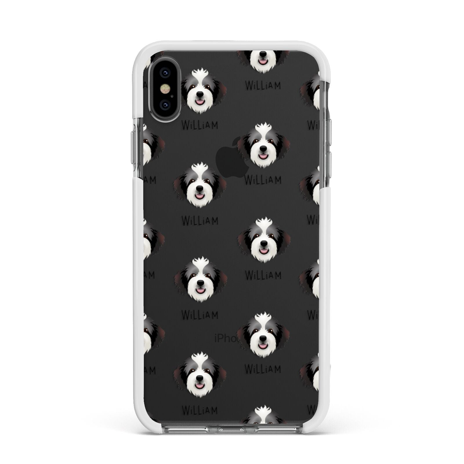 Bordoodle Icon with Name Apple iPhone Xs Max Impact Case White Edge on Black Phone