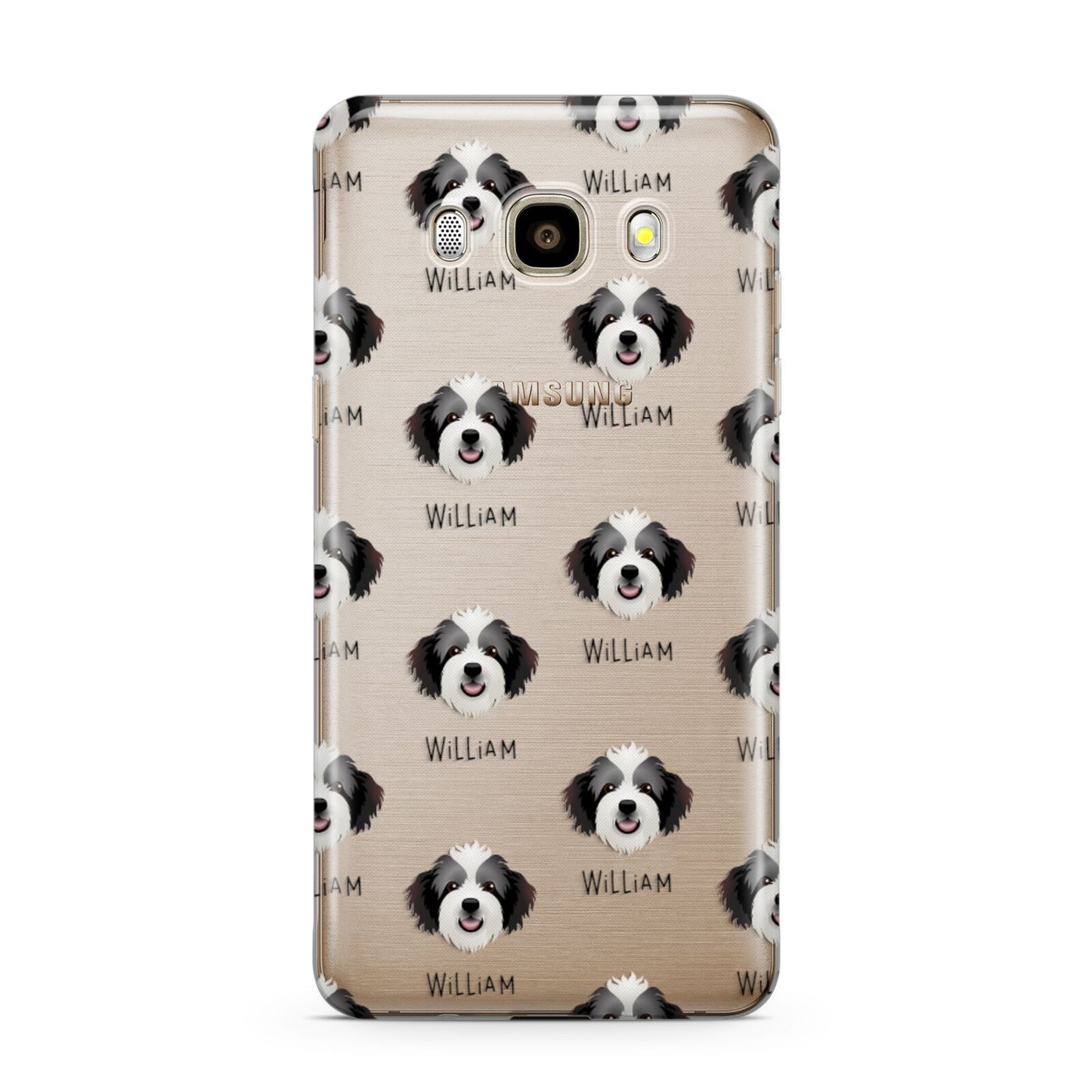 Bordoodle Icon with Name Samsung Galaxy J7 2016 Case on gold phone