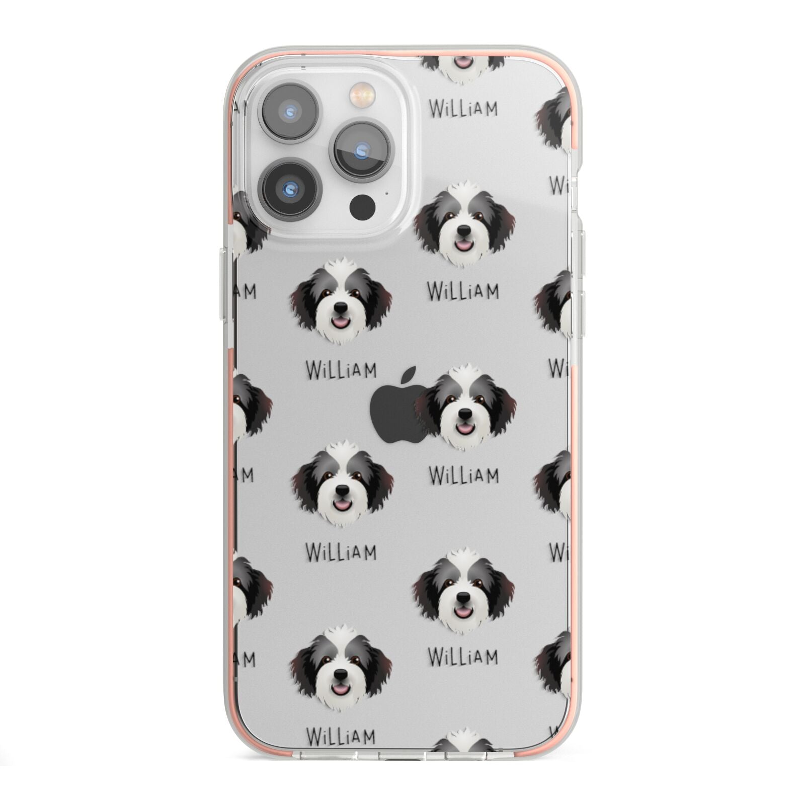 Bordoodle Icon with Name iPhone 13 Pro Max TPU Impact Case with Pink Edges