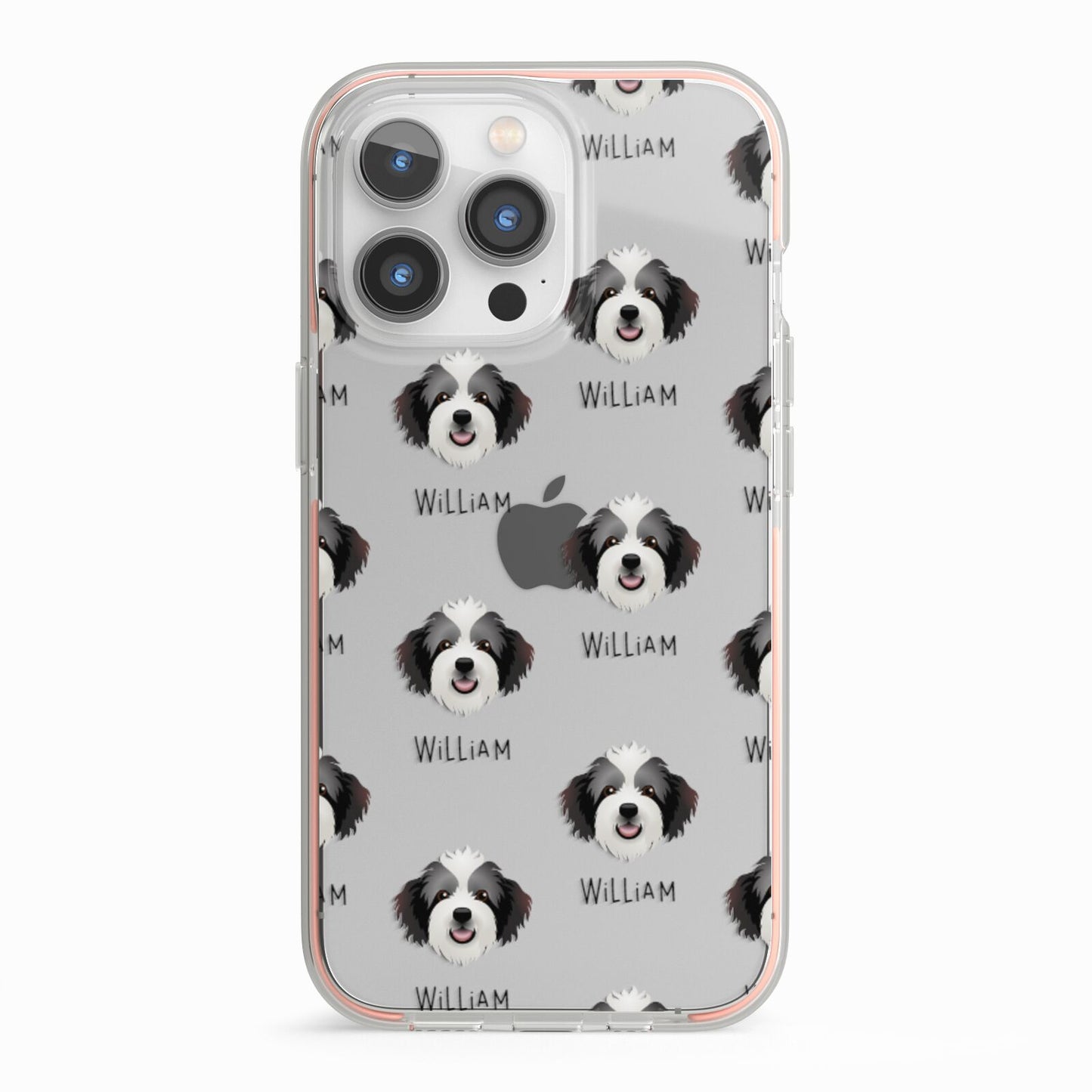 Bordoodle Icon with Name iPhone 13 Pro TPU Impact Case with Pink Edges