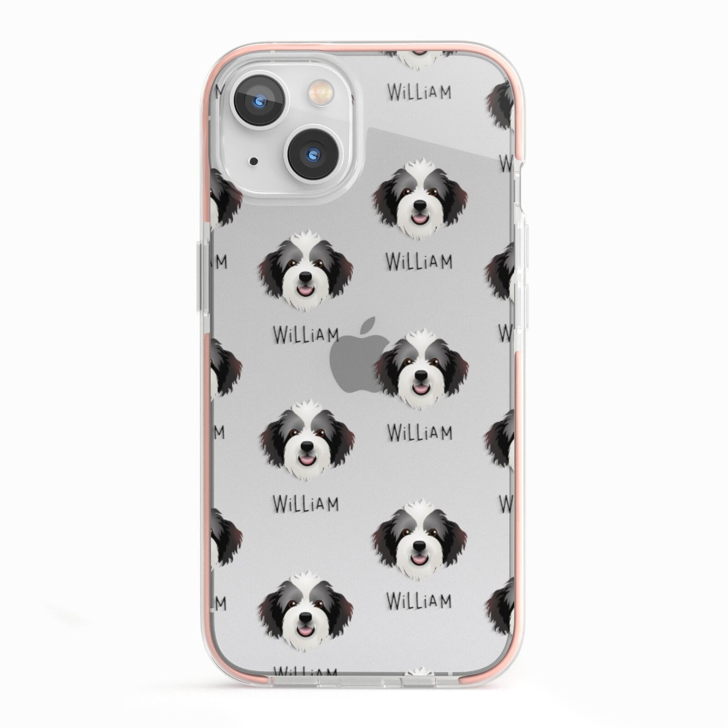 Bordoodle Icon with Name iPhone 13 TPU Impact Case with Pink Edges