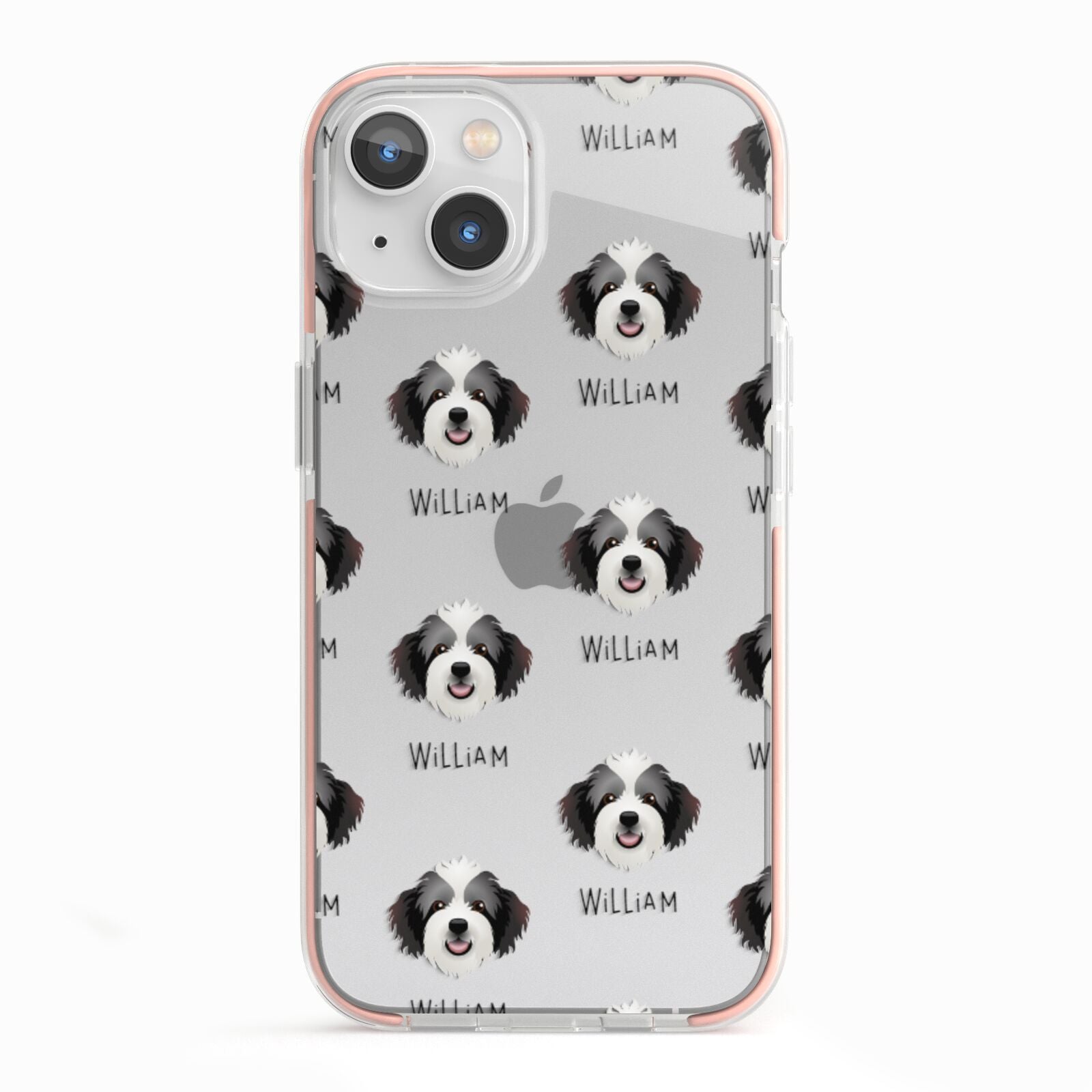 Bordoodle Icon with Name iPhone 13 TPU Impact Case with Pink Edges