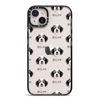 Bordoodle Icon with Name iPhone 14 Plus Black Impact Case on Silver phone