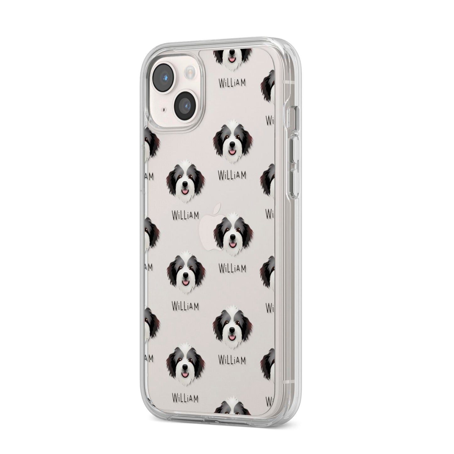 Bordoodle Icon with Name iPhone 14 Plus Clear Tough Case Starlight Angled Image