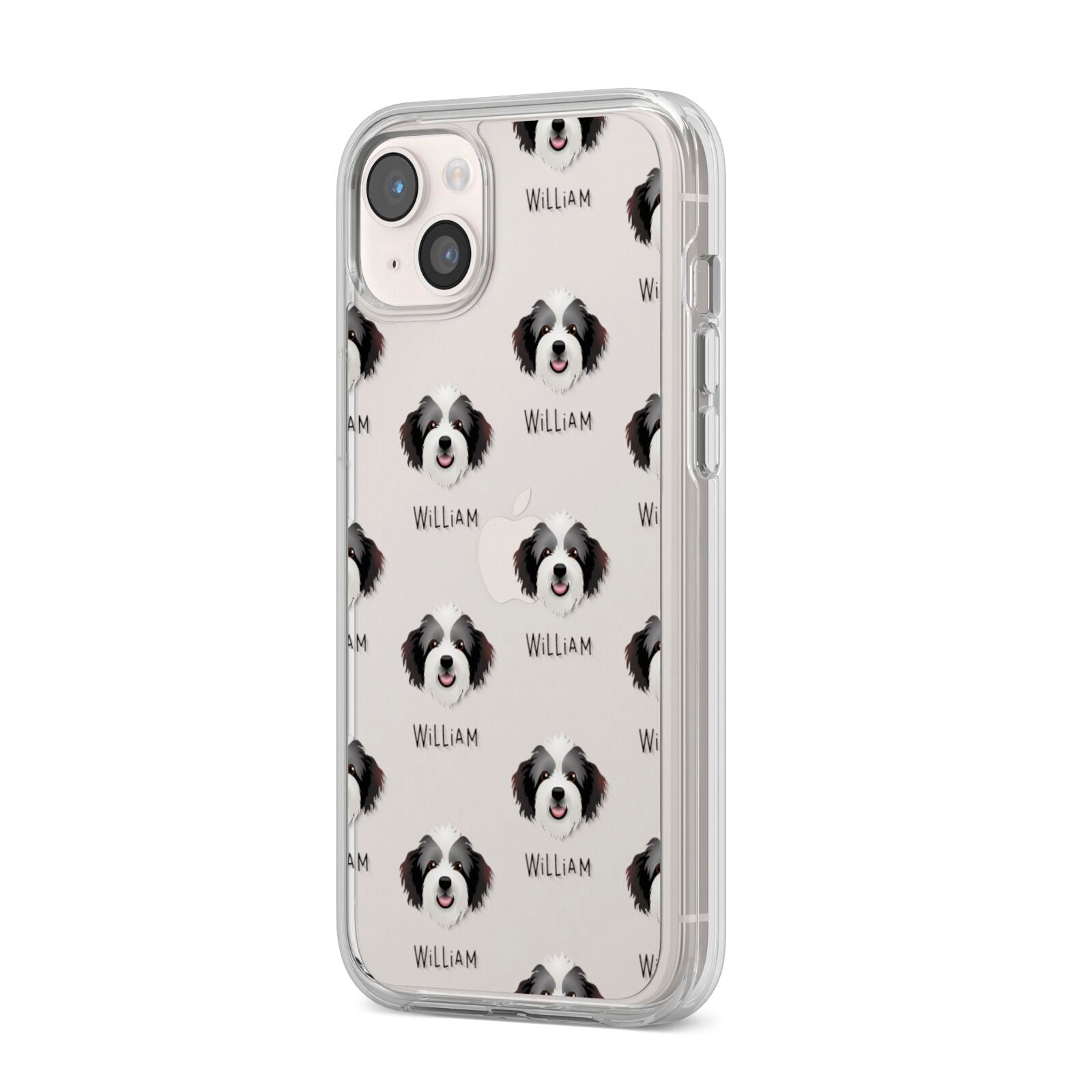Bordoodle Icon with Name iPhone 14 Plus Clear Tough Case Starlight Angled Image