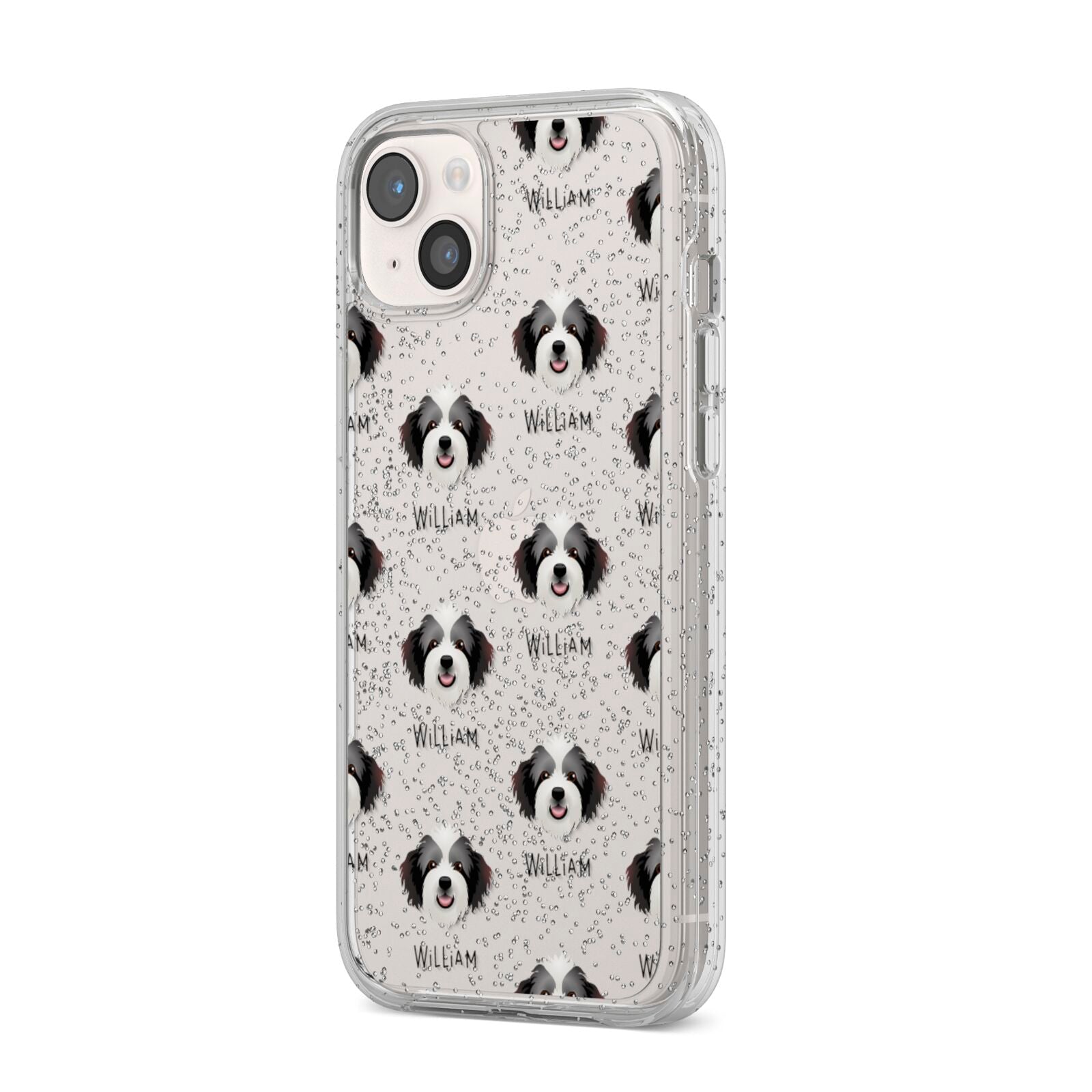 Bordoodle Icon with Name iPhone 14 Plus Glitter Tough Case Starlight Angled Image
