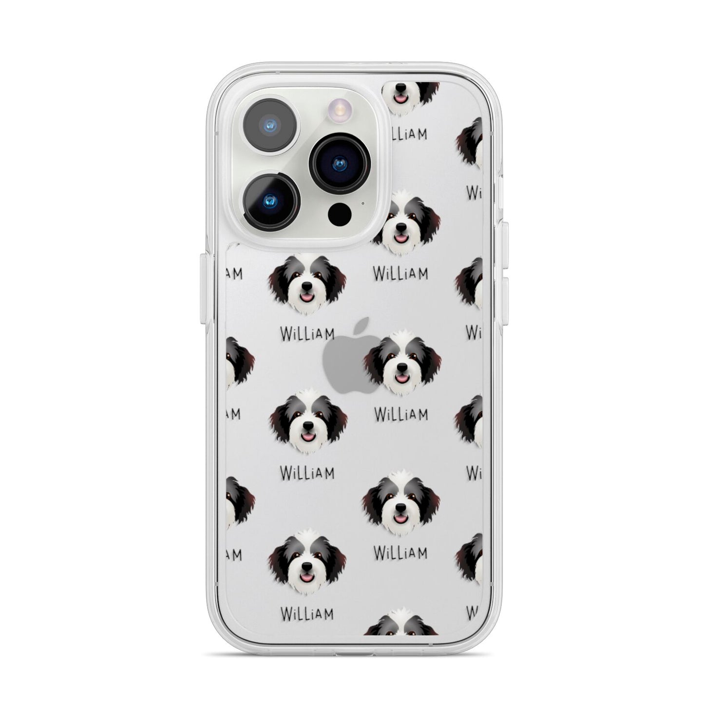 Bordoodle Icon with Name iPhone 14 Pro Clear Tough Case Silver