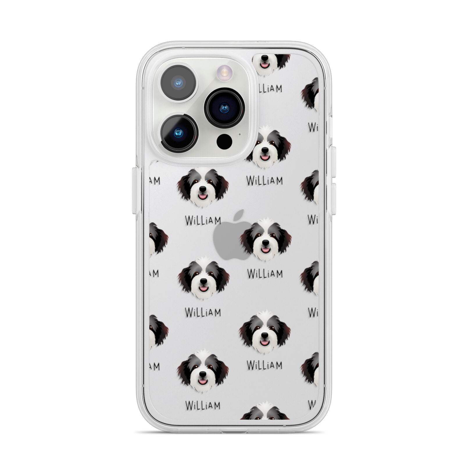 Bordoodle Icon with Name iPhone 14 Pro Clear Tough Case Silver