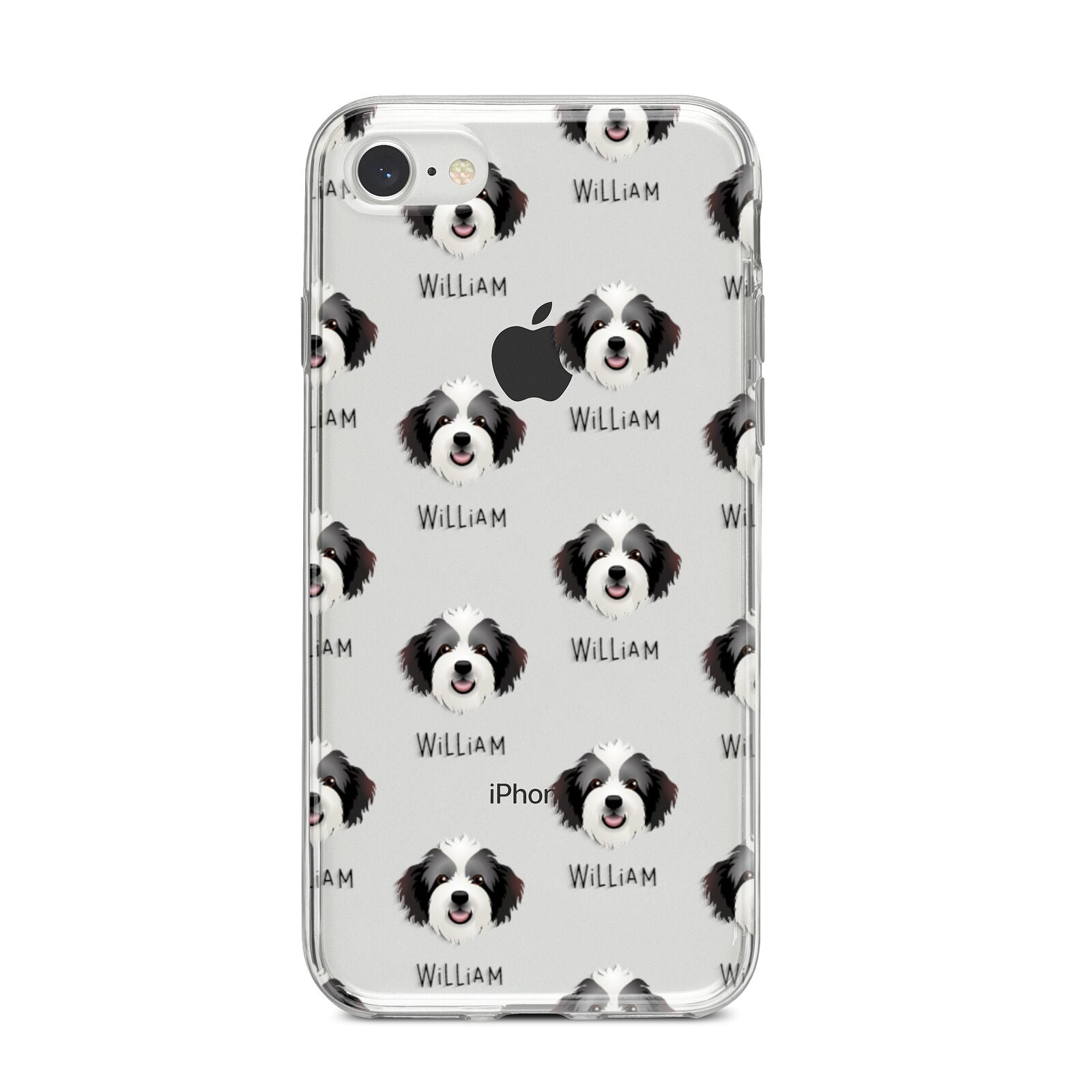 Bordoodle Icon with Name iPhone 8 Bumper Case on Silver iPhone