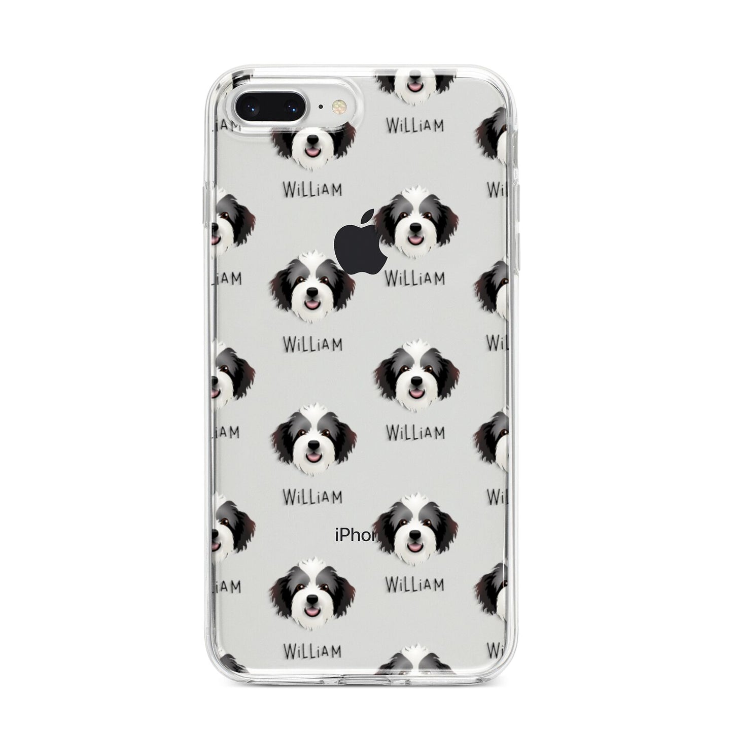 Bordoodle Icon with Name iPhone 8 Plus Bumper Case on Silver iPhone