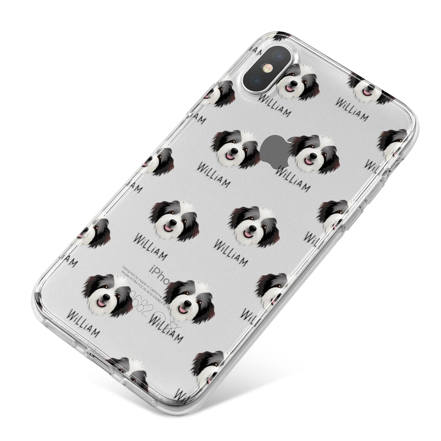 Bordoodle Icon with Name iPhone X Bumper Case on Silver iPhone