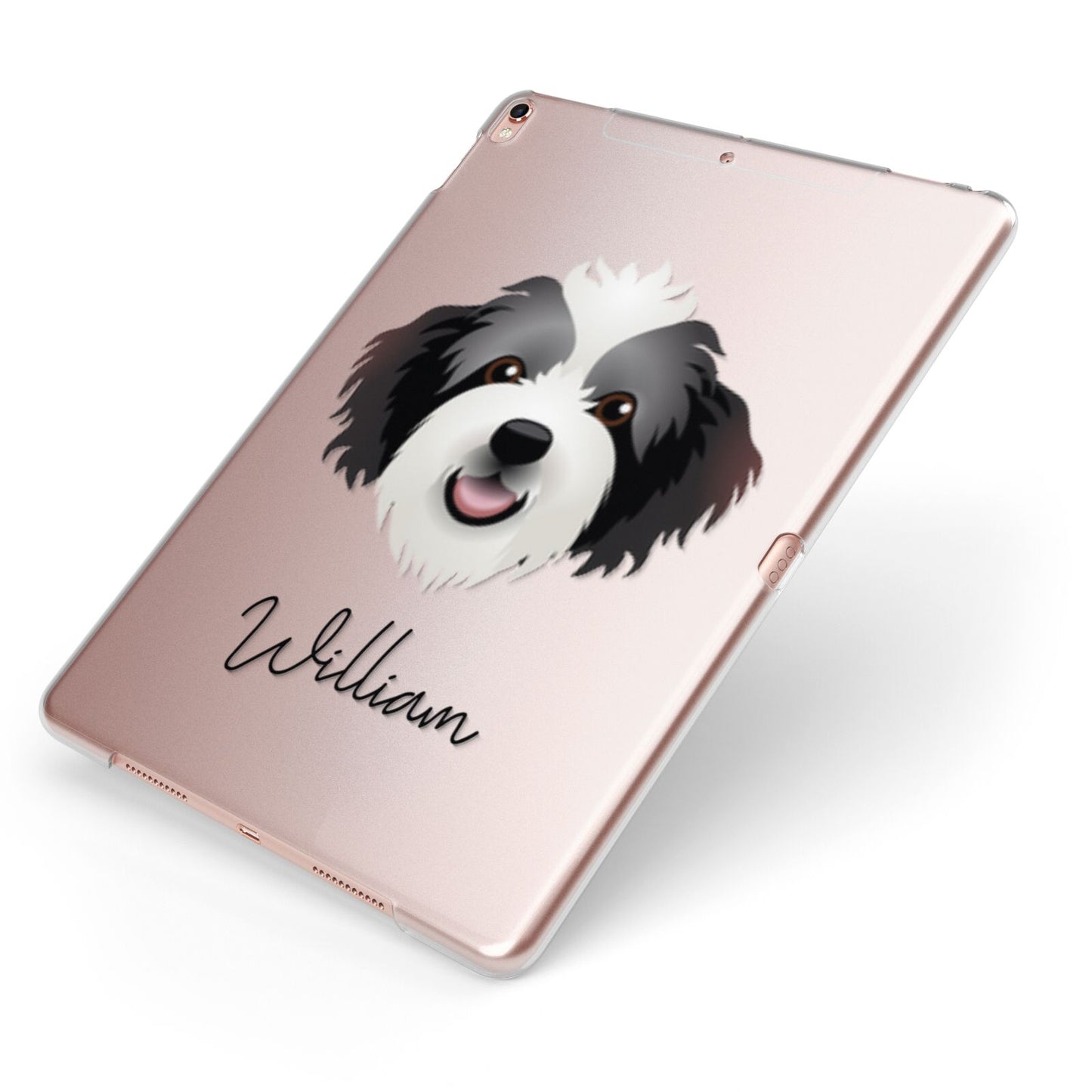 Bordoodle Personalised Apple iPad Case on Rose Gold iPad Side View