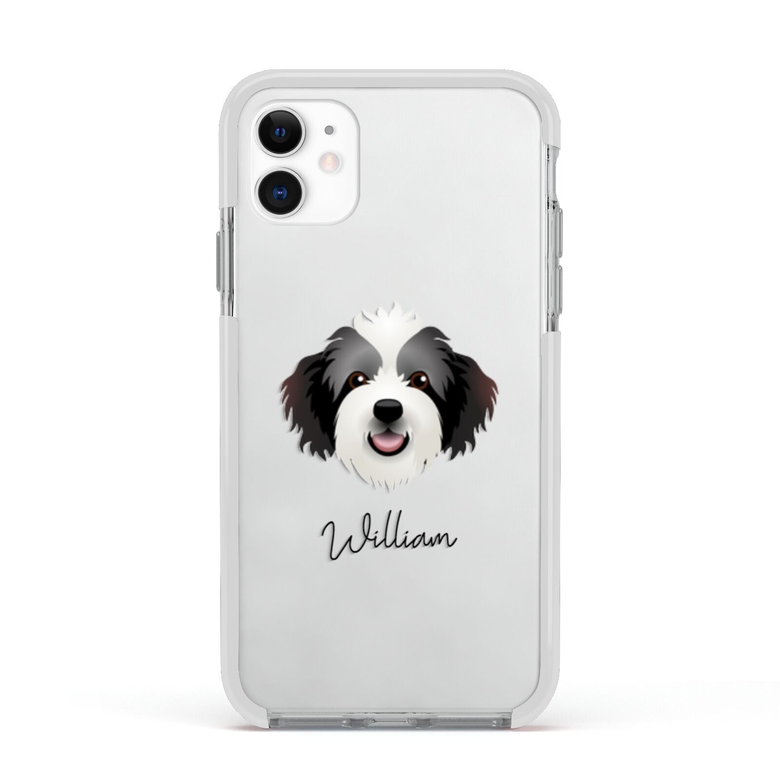 Bordoodle Personalised Apple iPhone 11 in White with White Impact Case