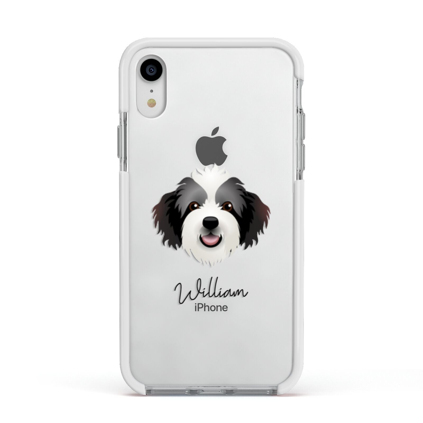 Bordoodle Personalised Apple iPhone XR Impact Case White Edge on Silver Phone