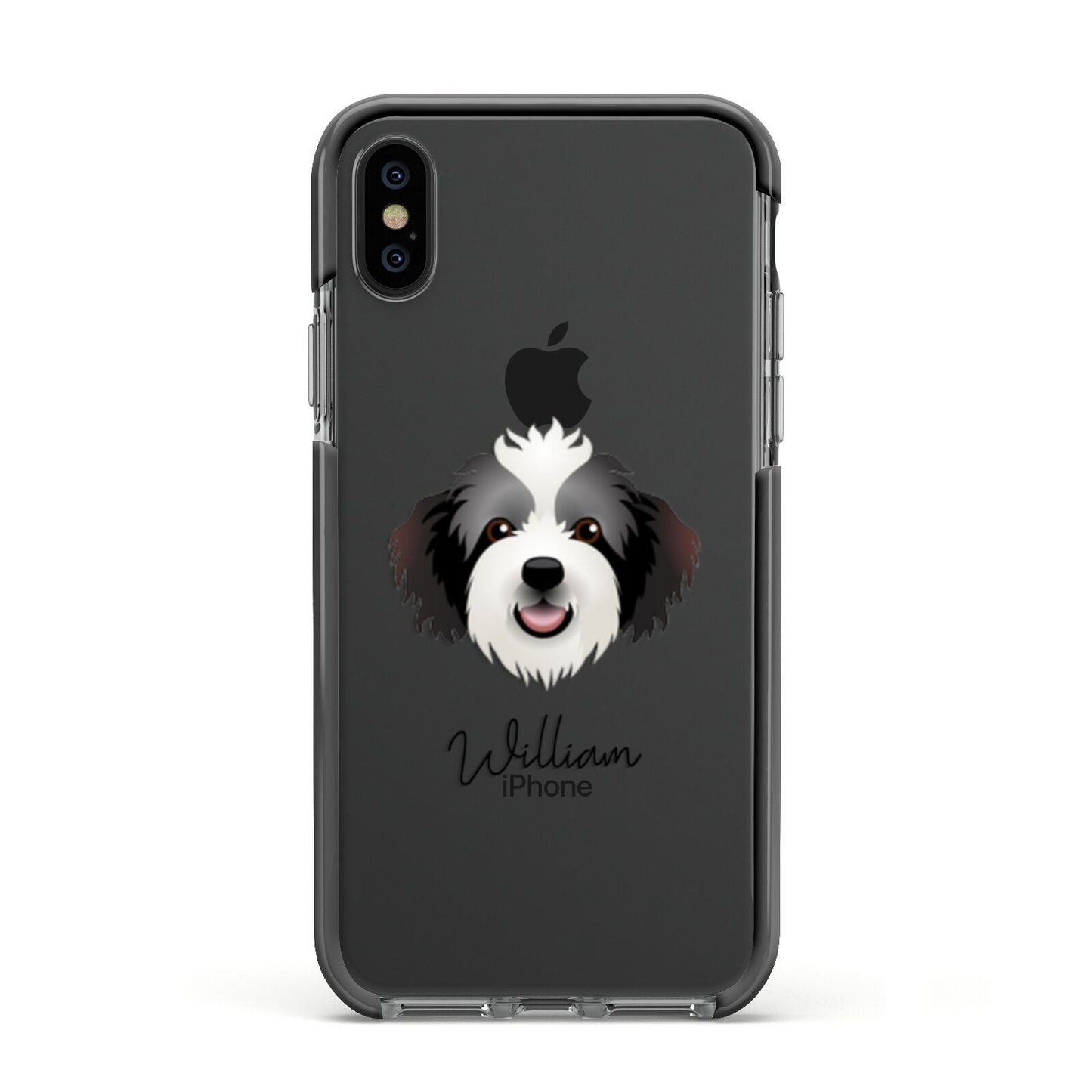 Bordoodle Personalised Apple iPhone Xs Impact Case Black Edge on Black Phone
