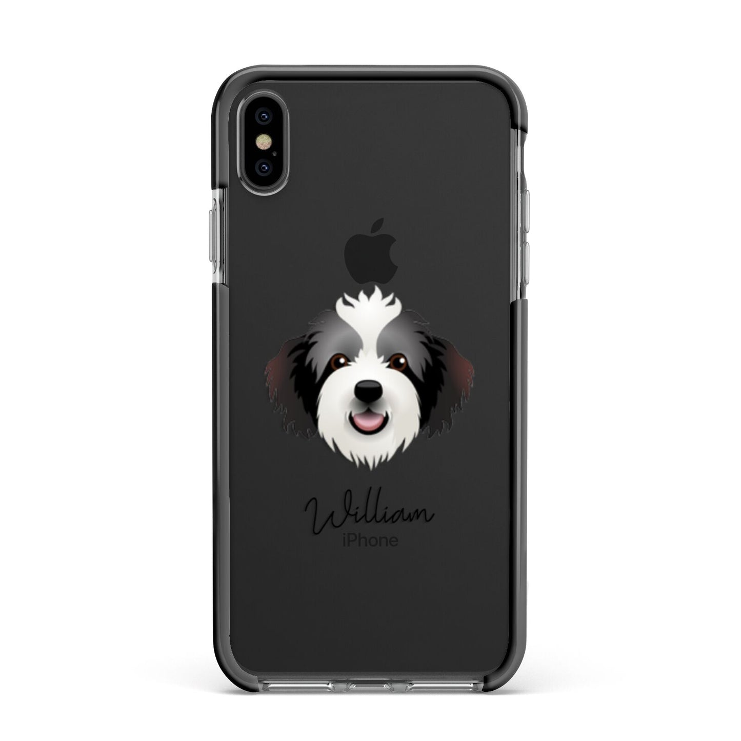 Bordoodle Personalised Apple iPhone Xs Max Impact Case Black Edge on Black Phone