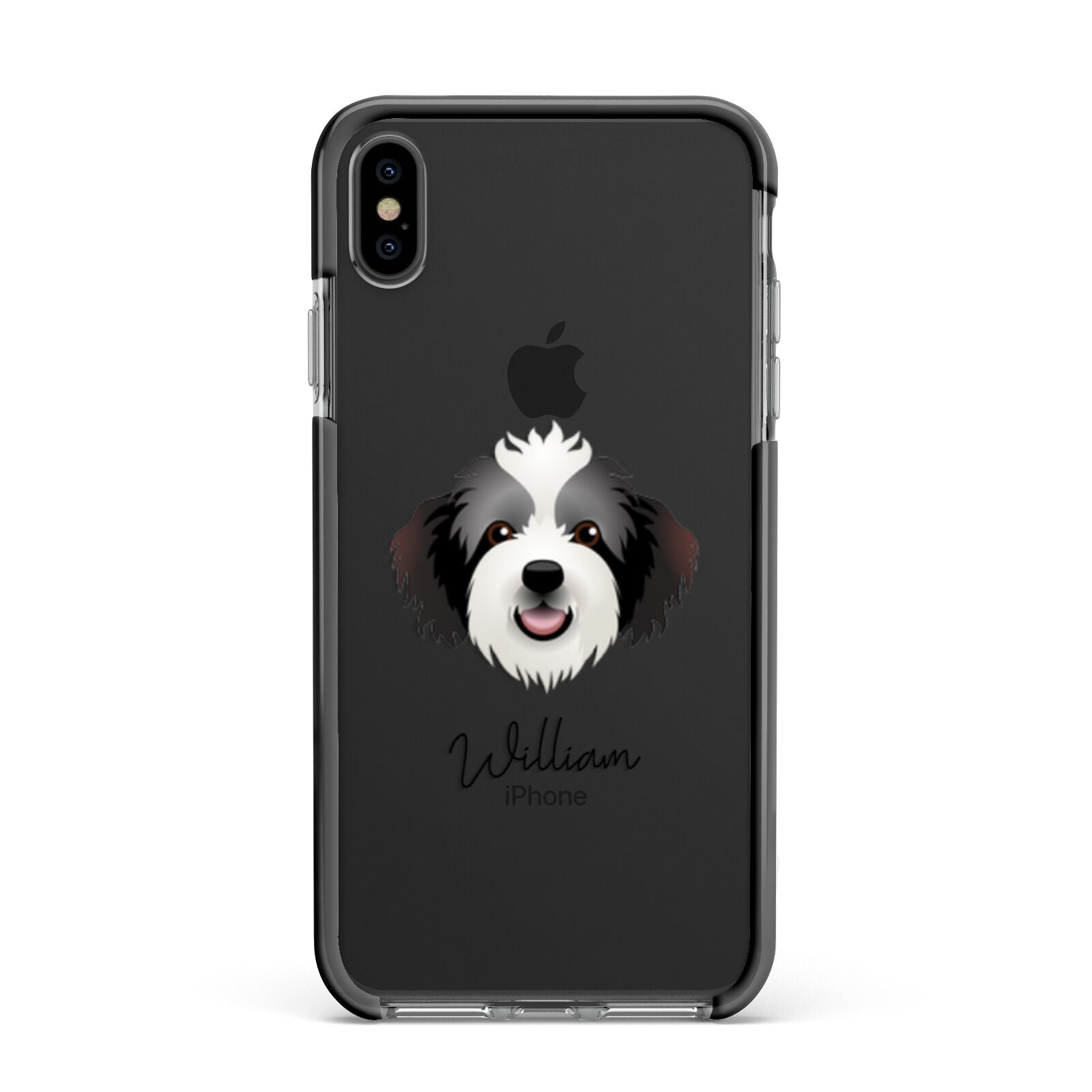Bordoodle Personalised Apple iPhone Xs Max Impact Case Black Edge on Black Phone
