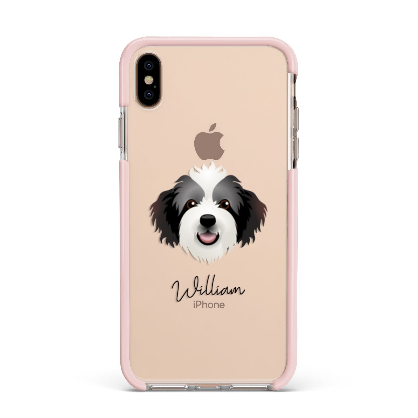 Bordoodle Personalised Apple iPhone Xs Max Impact Case Pink Edge on Gold Phone