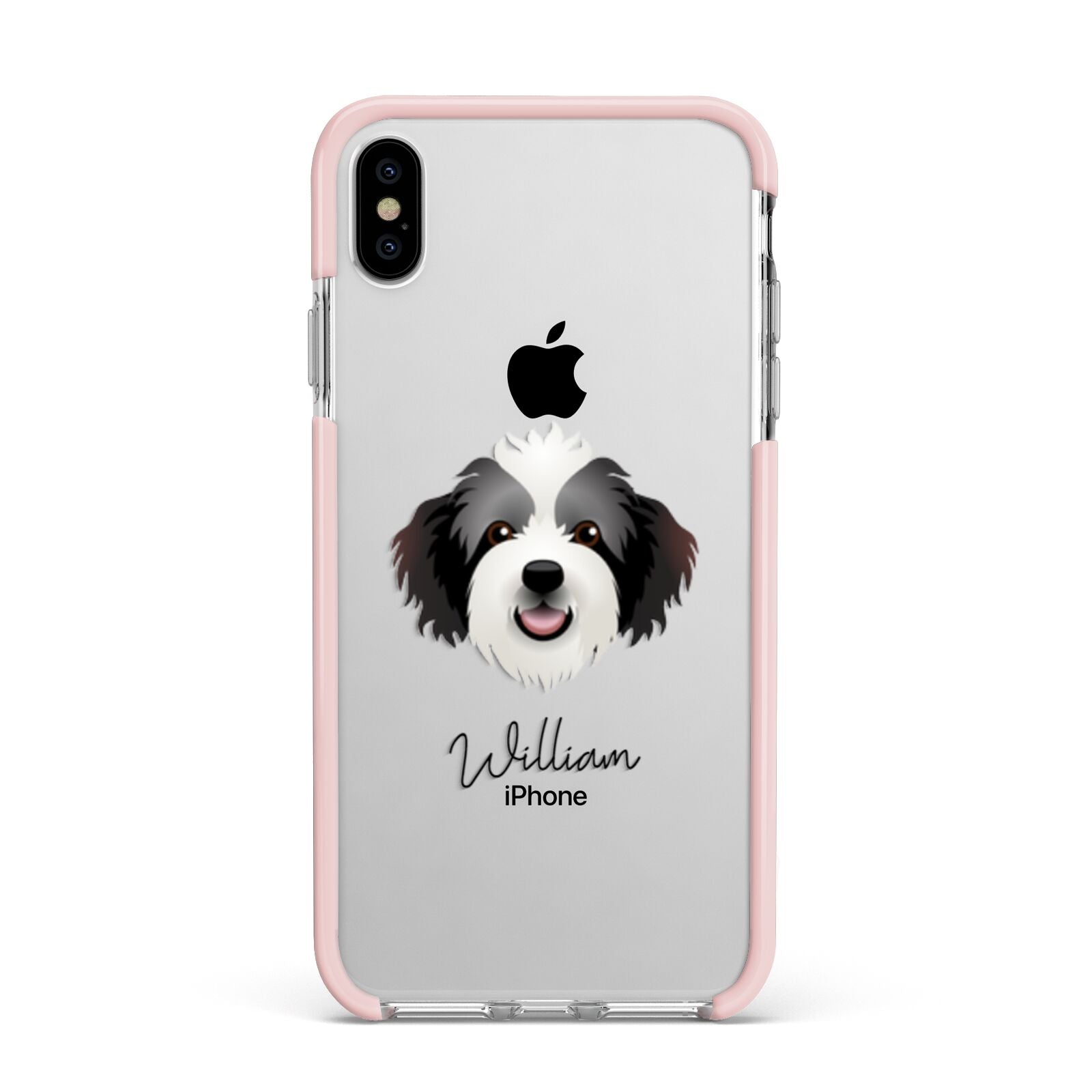 Bordoodle Personalised Apple iPhone Xs Max Impact Case Pink Edge on Silver Phone