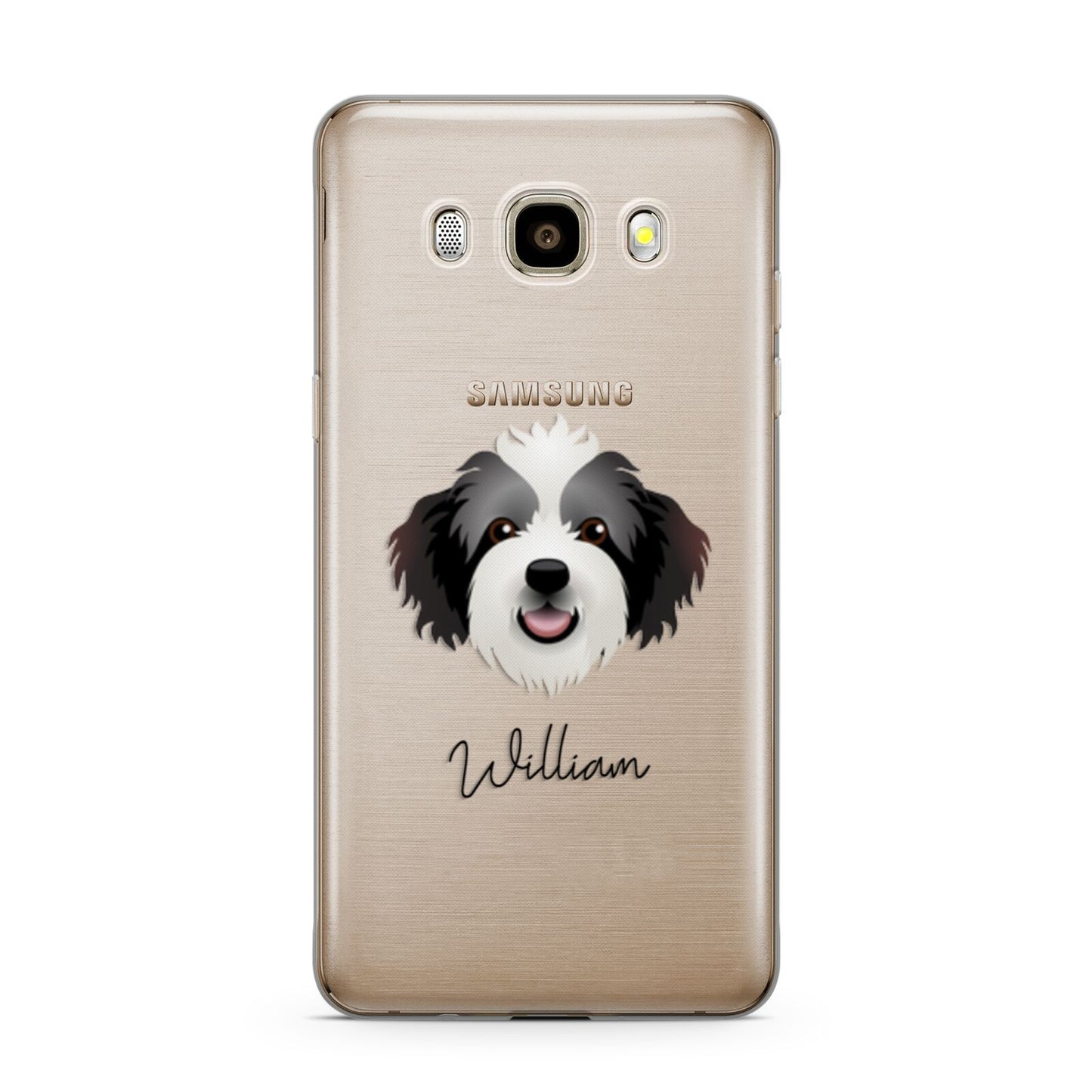 Bordoodle Personalised Samsung Galaxy J7 2016 Case on gold phone