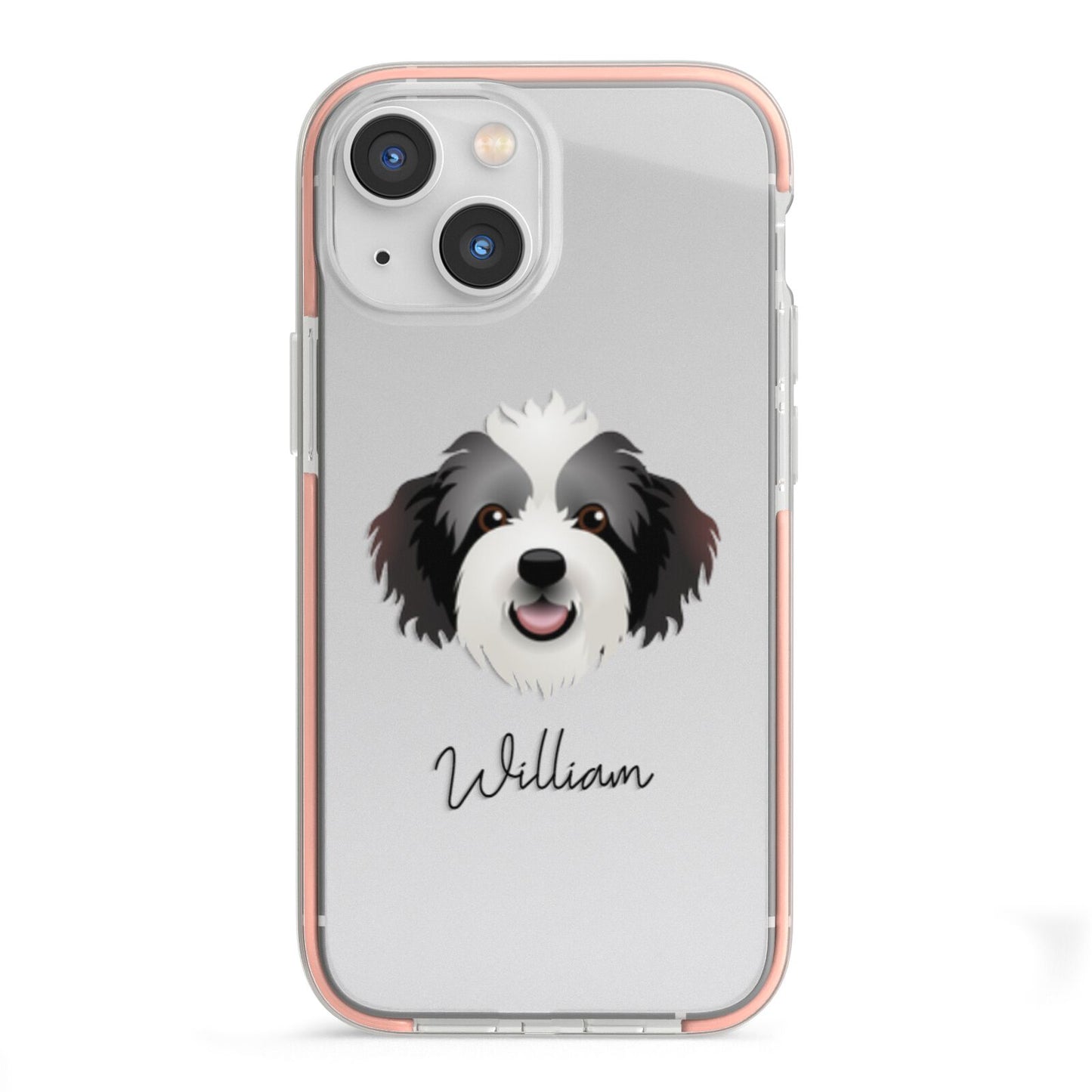 Bordoodle Personalised iPhone 13 Mini TPU Impact Case with Pink Edges