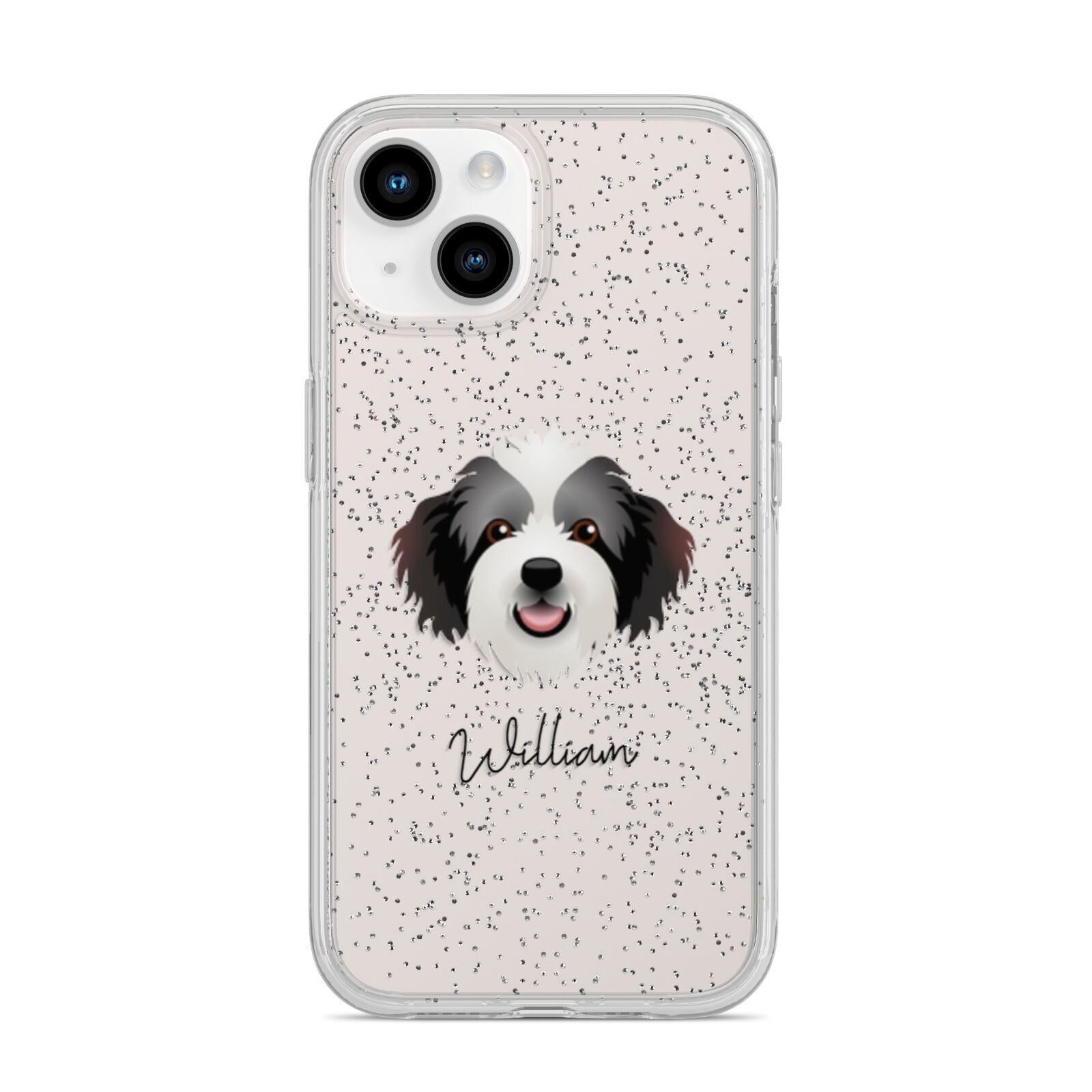 Bordoodle Personalised iPhone 14 Glitter Tough Case Starlight