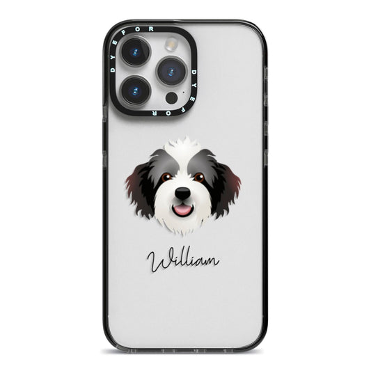 Bordoodle Personalised iPhone 14 Pro Max Black Impact Case on Silver phone