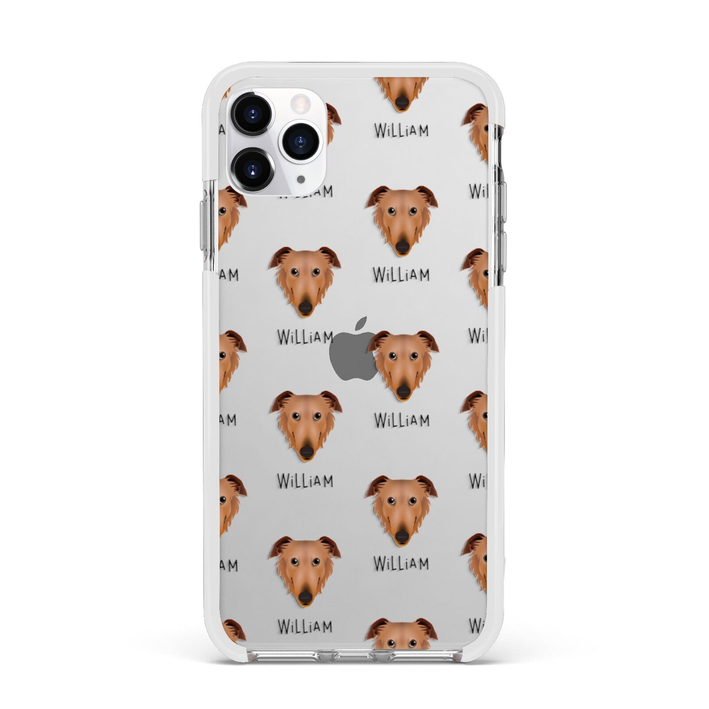 Borzoi Icon with Name Apple iPhone 11 Pro Max in Silver with White Impact Case