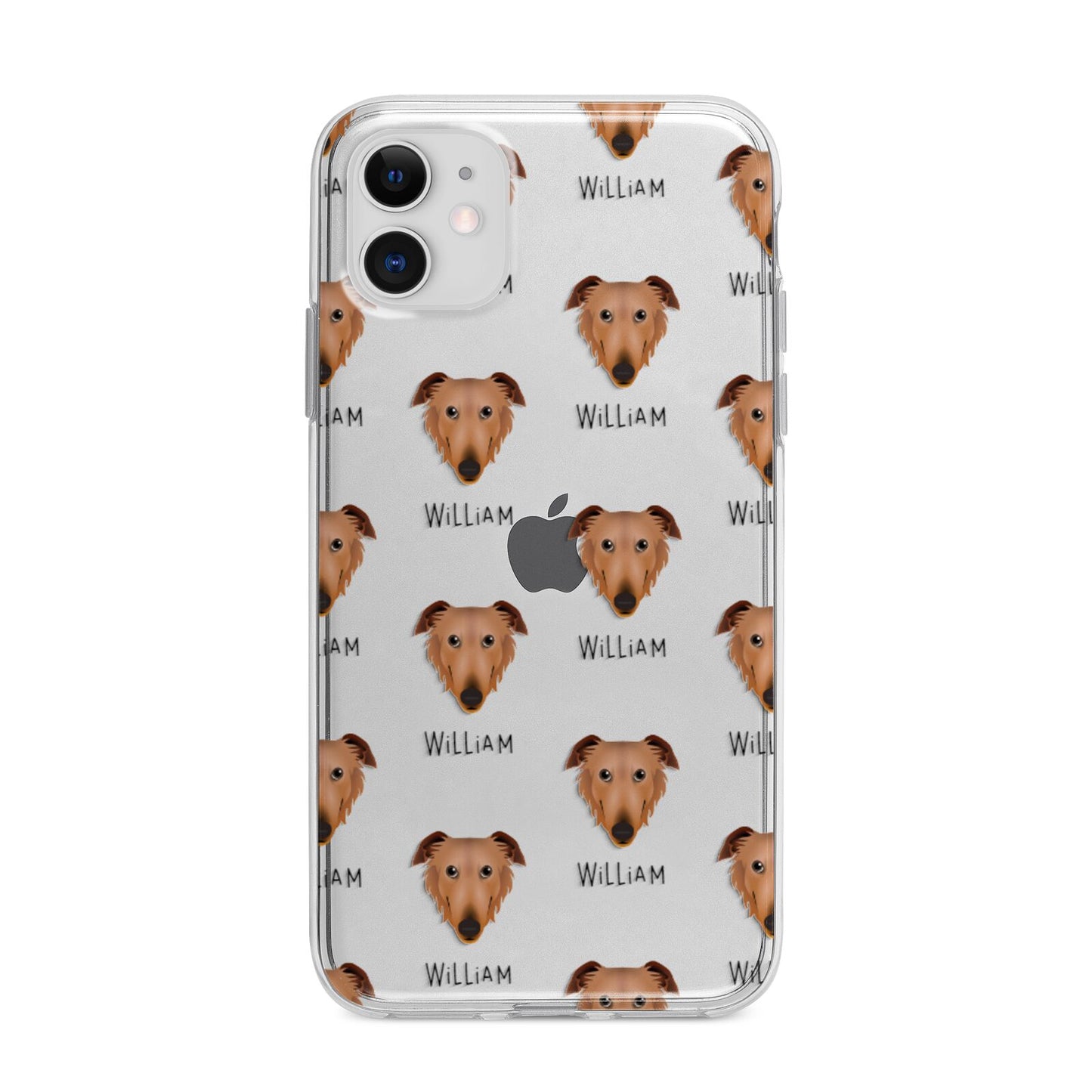 Borzoi Icon with Name Apple iPhone 11 in White with Bumper Case
