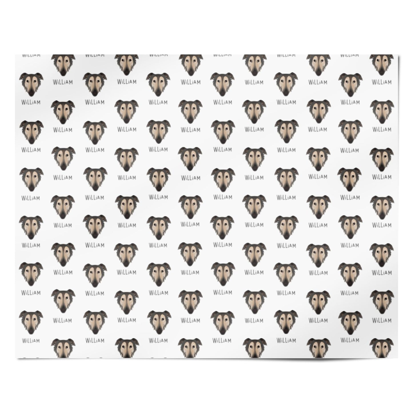 Borzoi Icon with Name Personalised Wrapping Paper Alternative