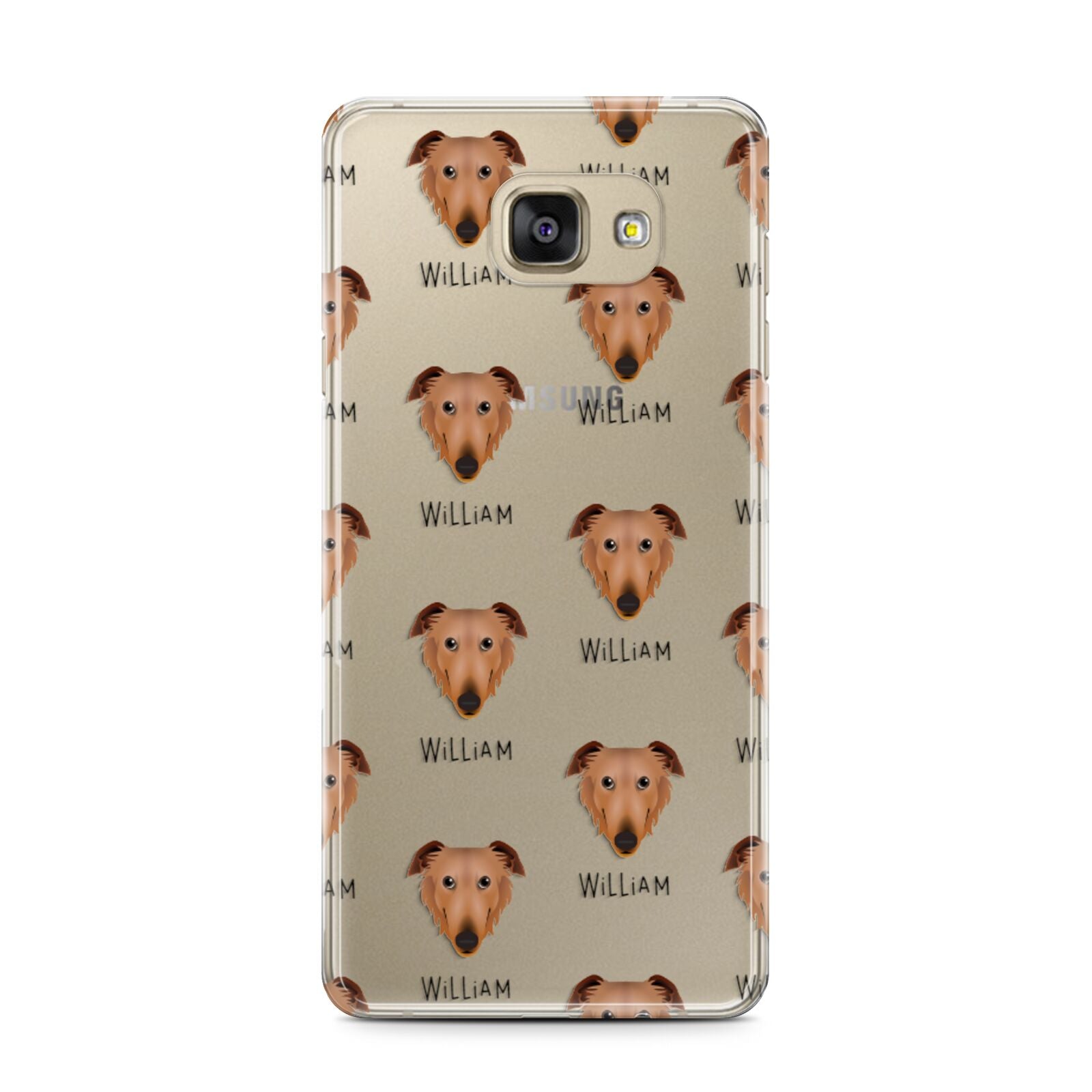 Borzoi Icon with Name Samsung Galaxy A7 2016 Case on gold phone