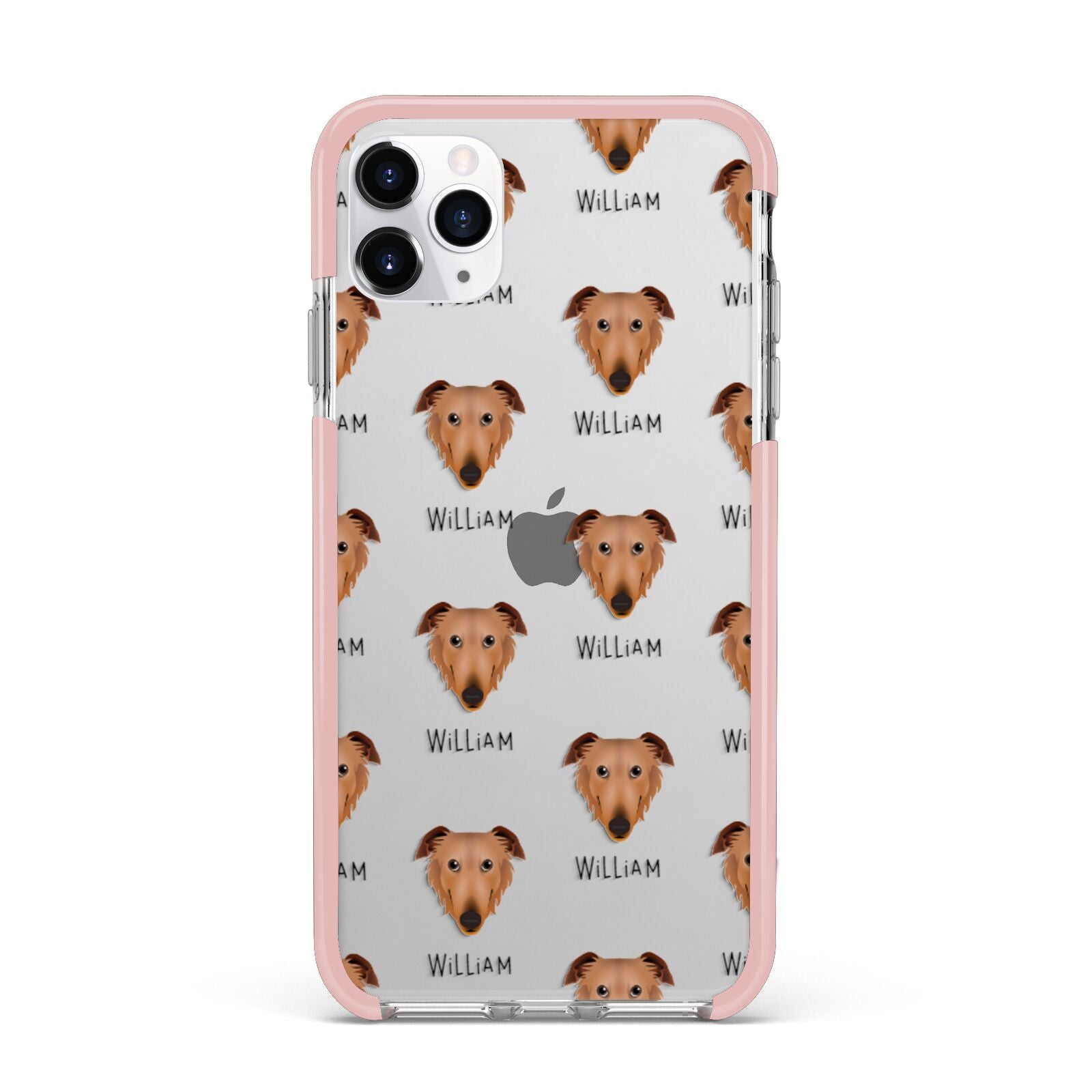 Borzoi Icon with Name iPhone 11 Pro Max Impact Pink Edge Case