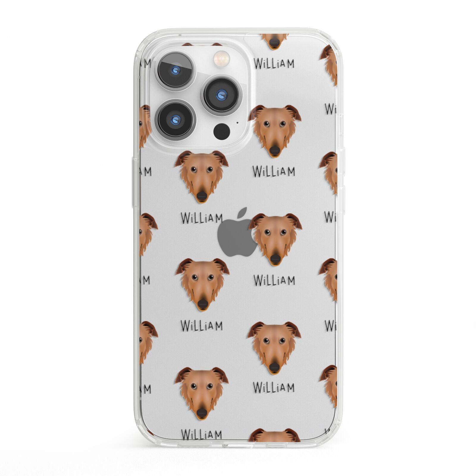 Borzoi Icon with Name iPhone 13 Pro Clear Bumper Case