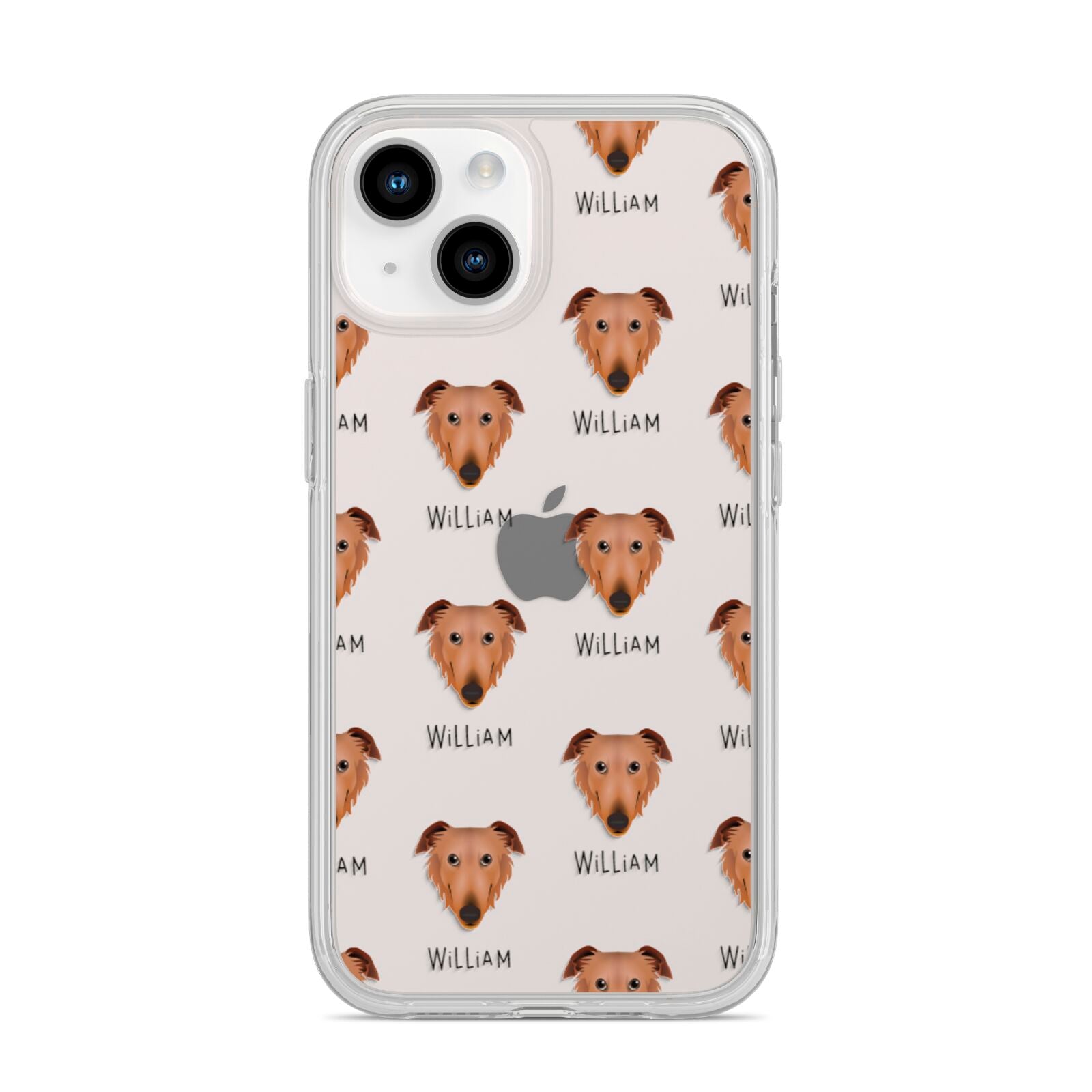 Borzoi Icon with Name iPhone 14 Clear Tough Case Starlight