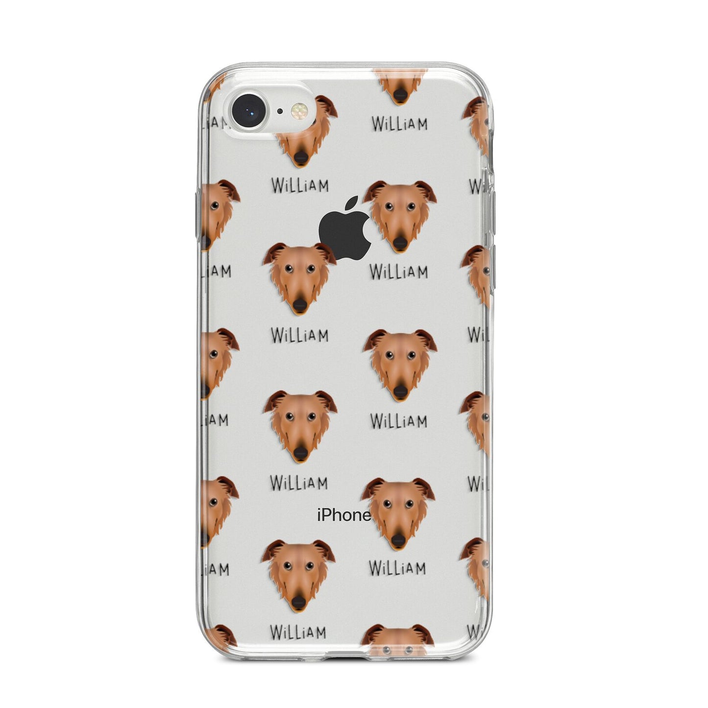 Borzoi Icon with Name iPhone 8 Bumper Case on Silver iPhone