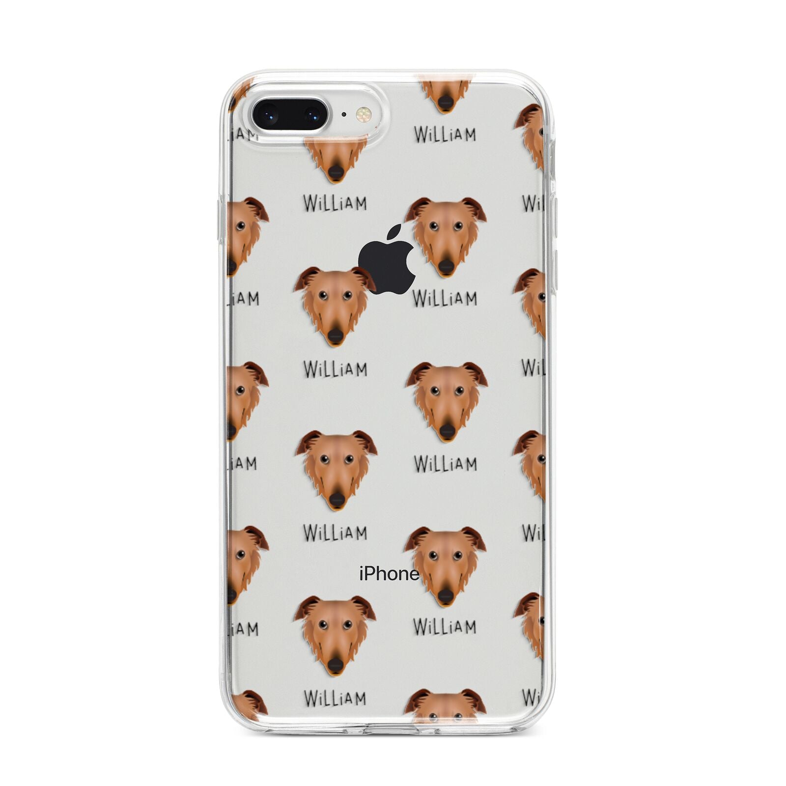 Borzoi Icon with Name iPhone 8 Plus Bumper Case on Silver iPhone