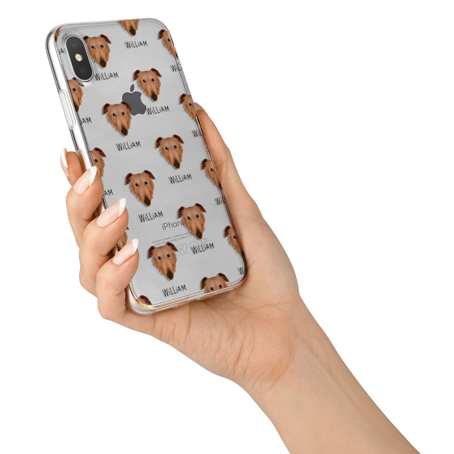 Borzoi Icon with Name iPhone X Bumper Case on Silver iPhone Alternative Image 2