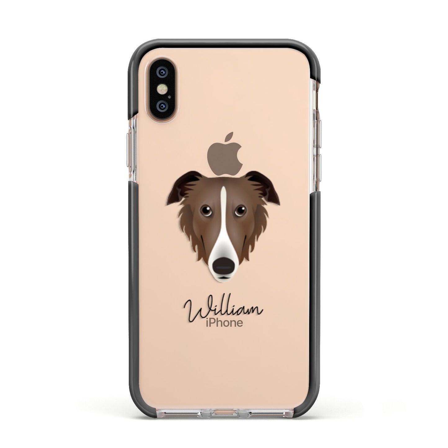 Borzoi Personalised Apple iPhone Xs Impact Case Black Edge on Gold Phone