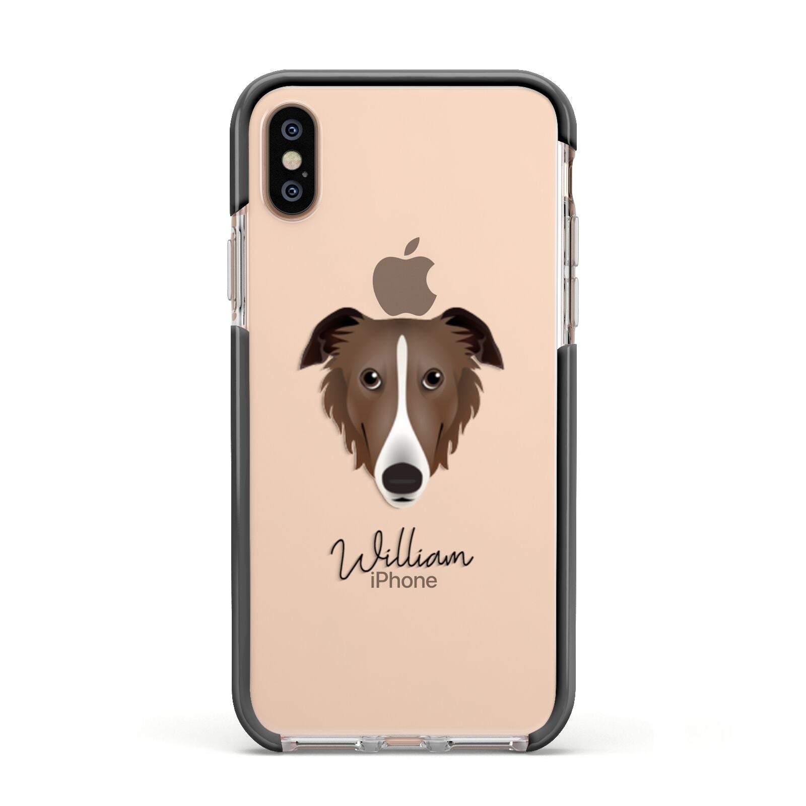 Borzoi Personalised Apple iPhone Xs Impact Case Black Edge on Gold Phone