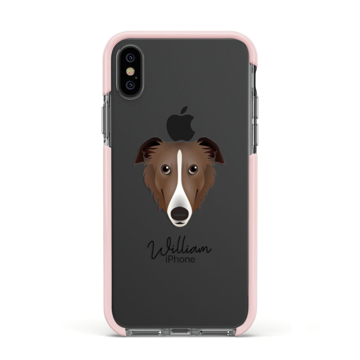 Borzoi Personalised Apple iPhone Xs Impact Case Pink Edge on Black Phone