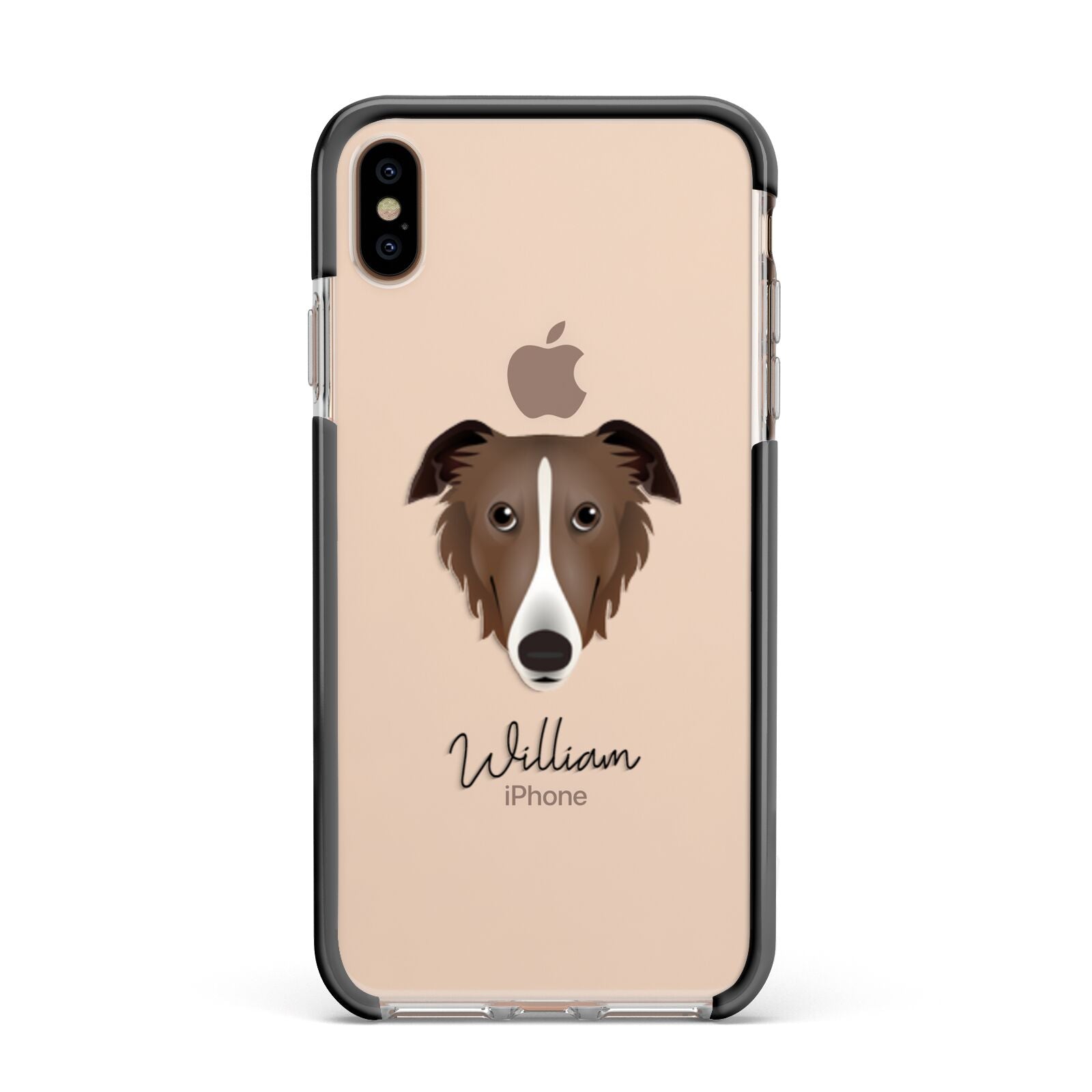 Borzoi Personalised Apple iPhone Xs Max Impact Case Black Edge on Gold Phone