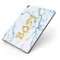 Boss Gold Blue Marble Effect Apple iPad Case on Grey iPad Side View