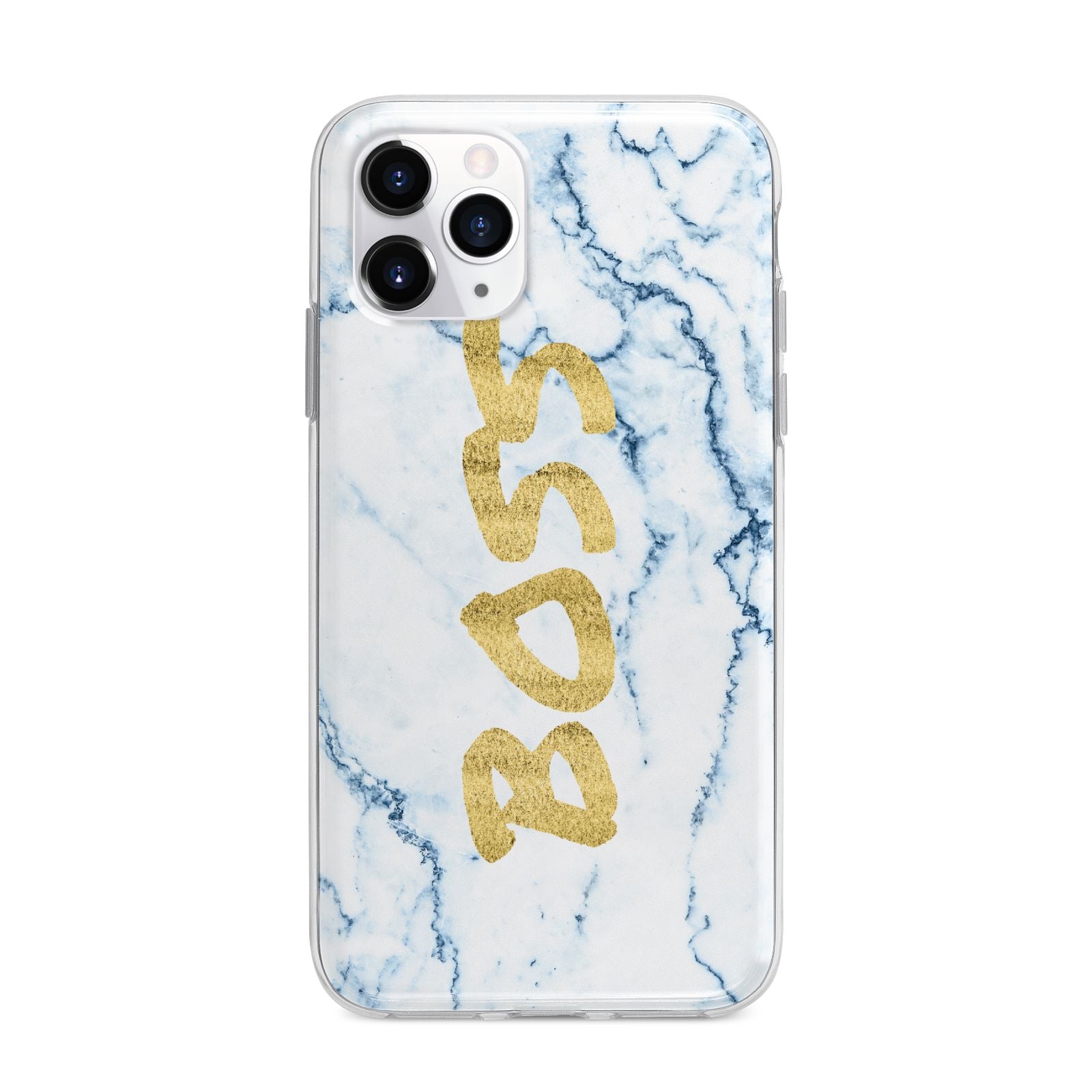 Boss Gold Blue Marble Effect Apple iPhone 11 Pro Max in Silver with Bumper Case