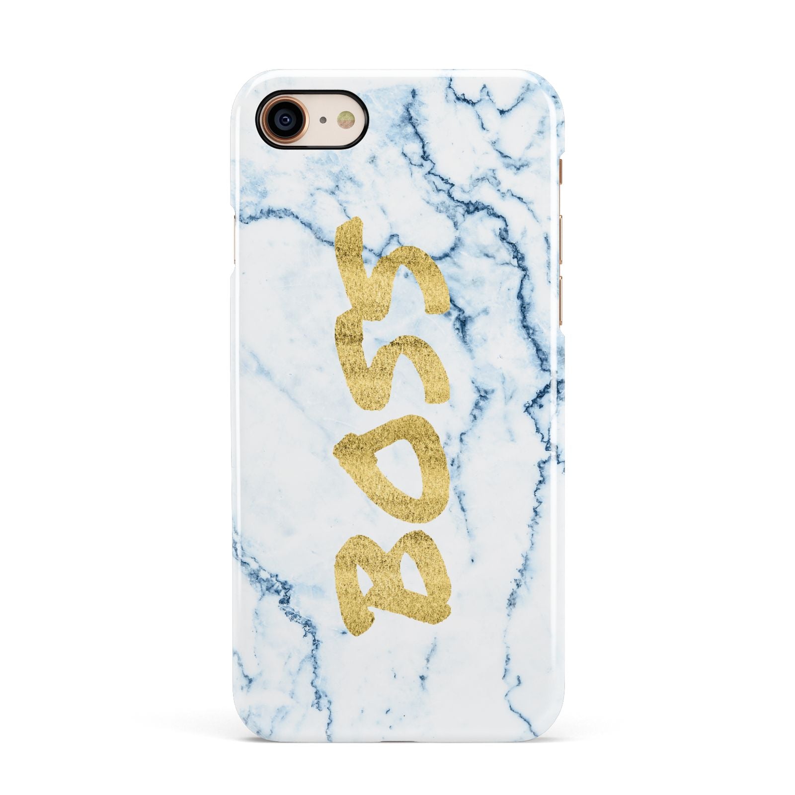 Boss Gold Blue Marble Effect Apple iPhone 7 8 3D Snap Case