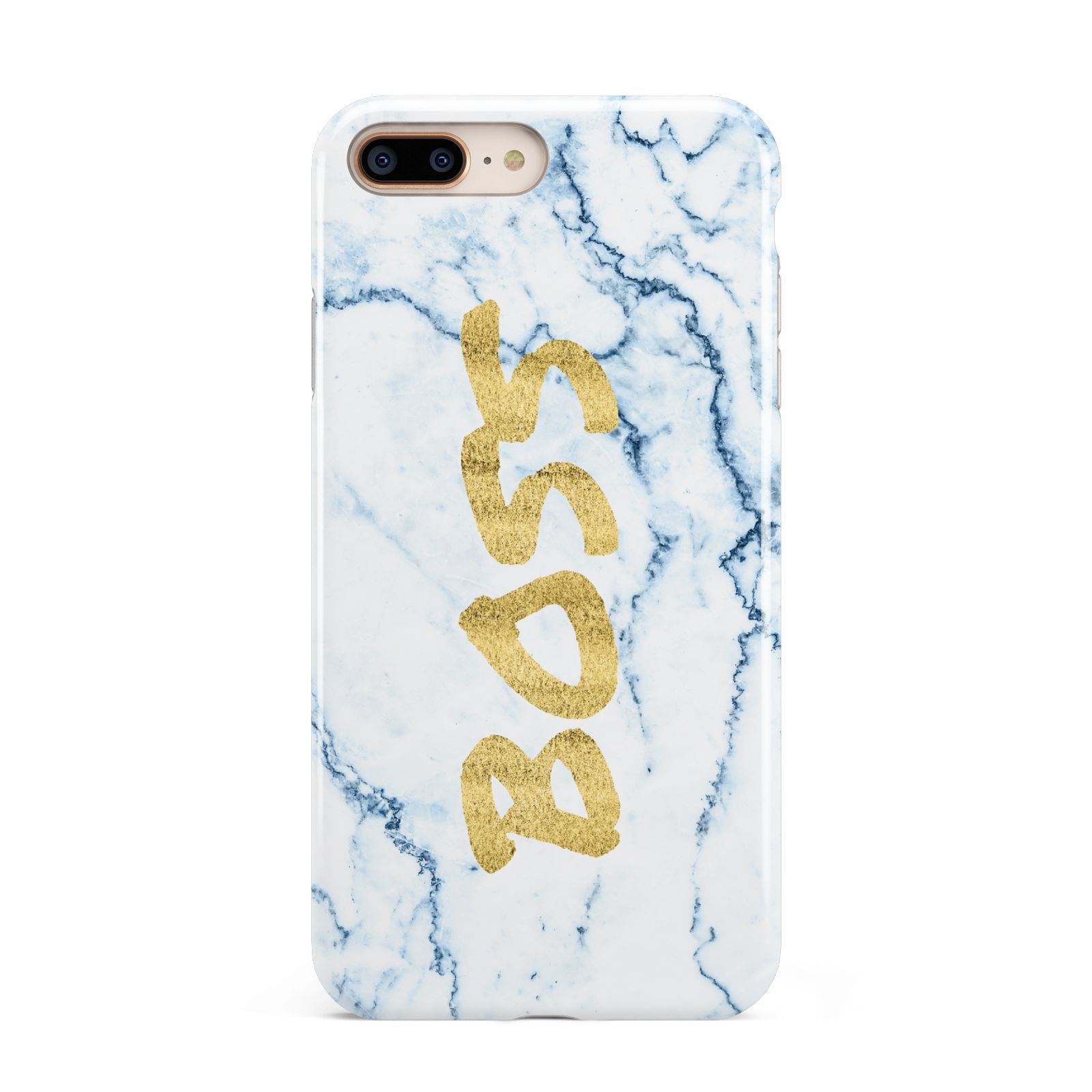Boss Gold Blue Marble Effect Apple iPhone 7 8 Plus 3D Tough Case