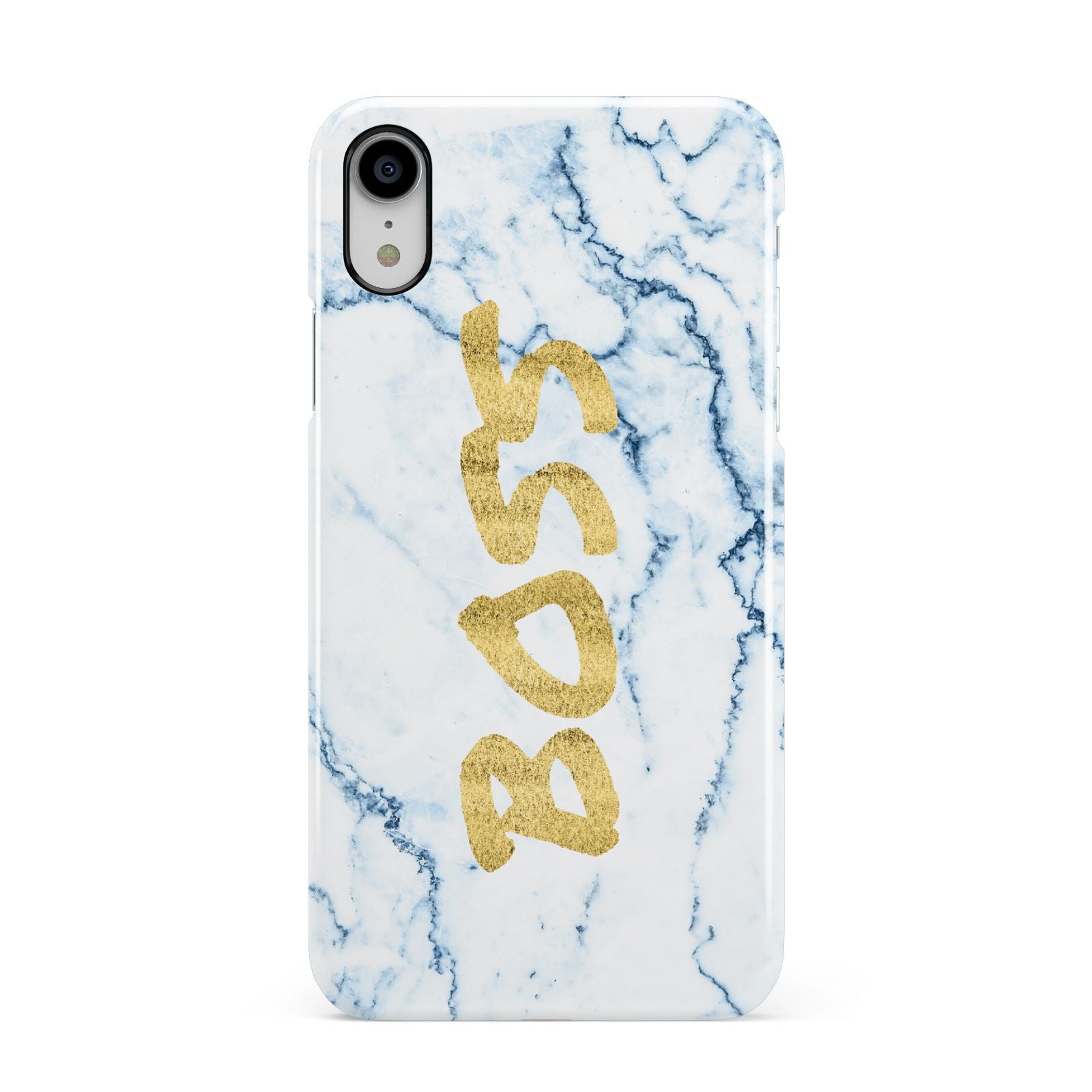 Boss Gold Blue Marble Effect Apple iPhone XR White 3D Snap Case