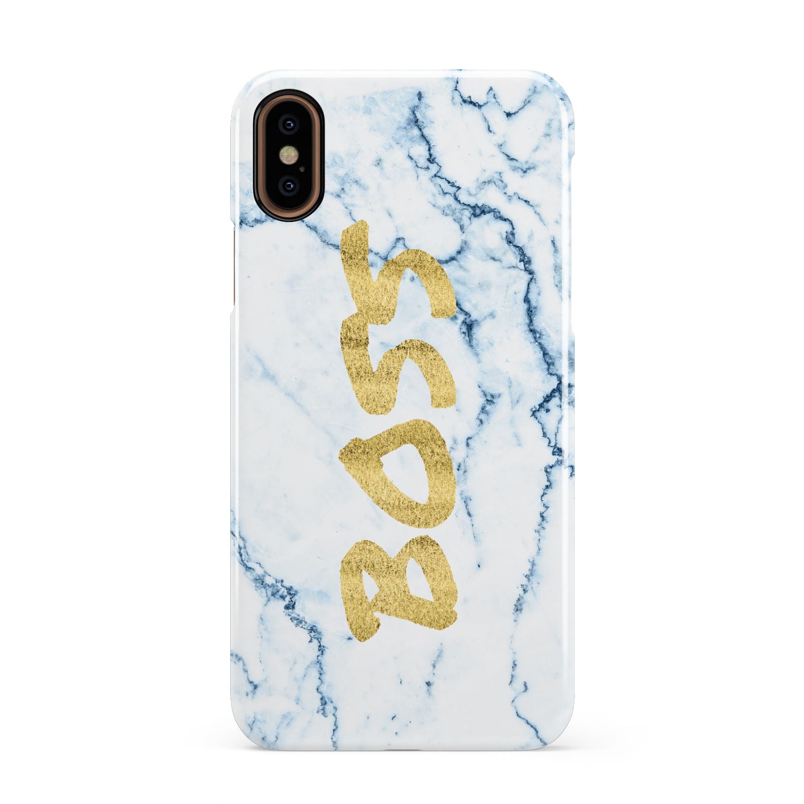 Boss Gold Blue Marble Effect Apple iPhone XS 3D Snap Case