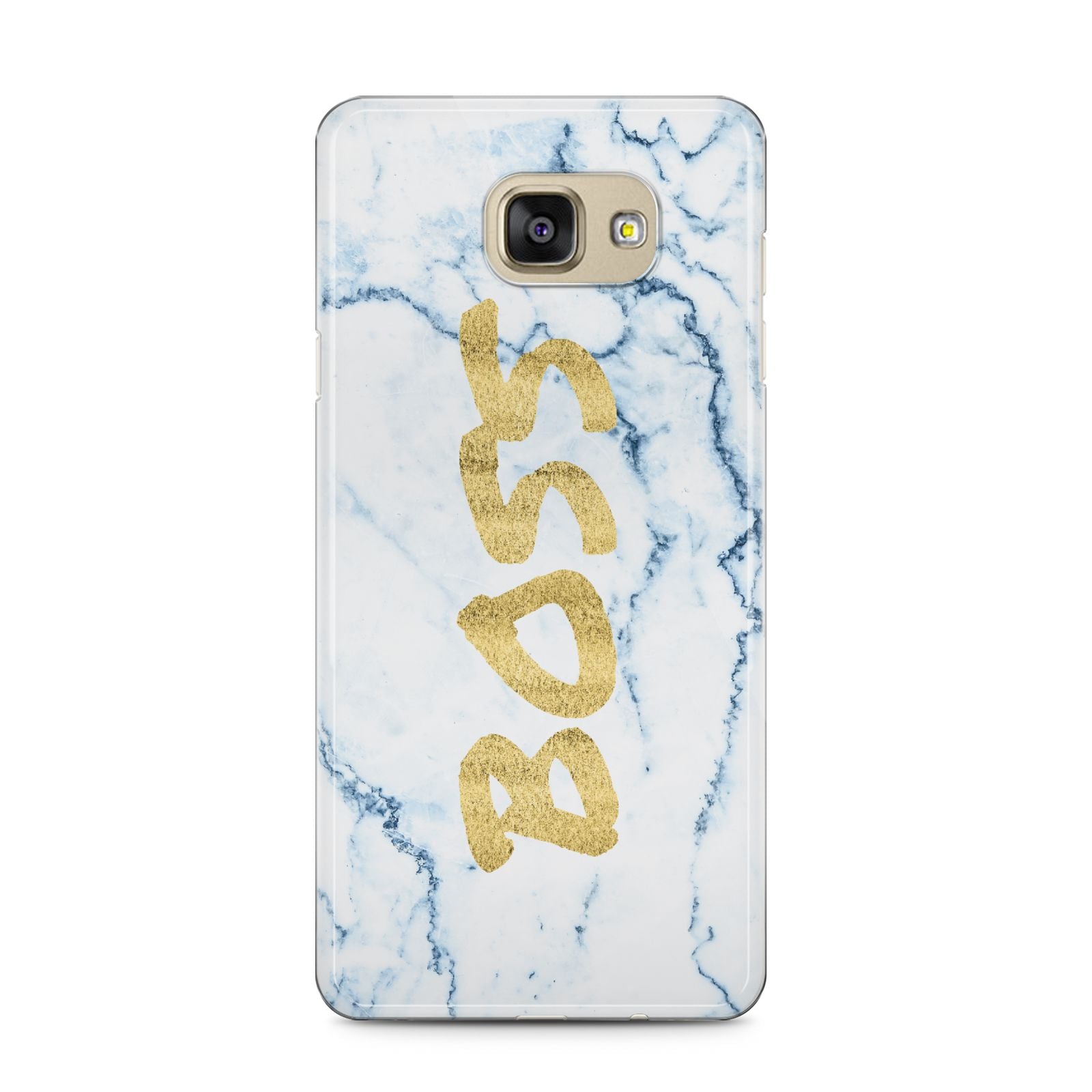 Boss Gold Blue Marble Effect Samsung Galaxy A5 2016 Case on gold phone